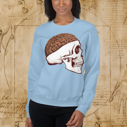 Poop Brain Anatomy Funny Leonardo da Vinci Drawing Unisex Sweatshirt Light Blue Sweatshirts Brains Feelings Leonardo da Vinci Life Next Cult Brand