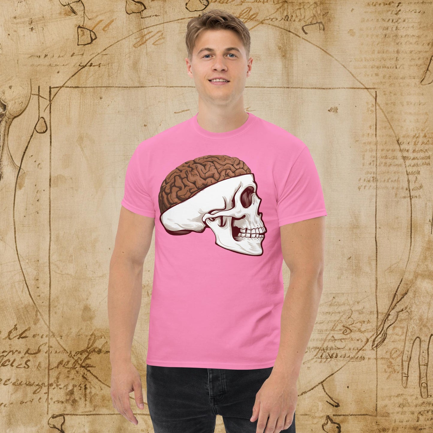 Poop Brain Anatomy Funny Leonardo da Vinci Drawing Unisex tee Azalea T-shirts Brains Feelings Leonardo da Vinci Life Next Cult Brand