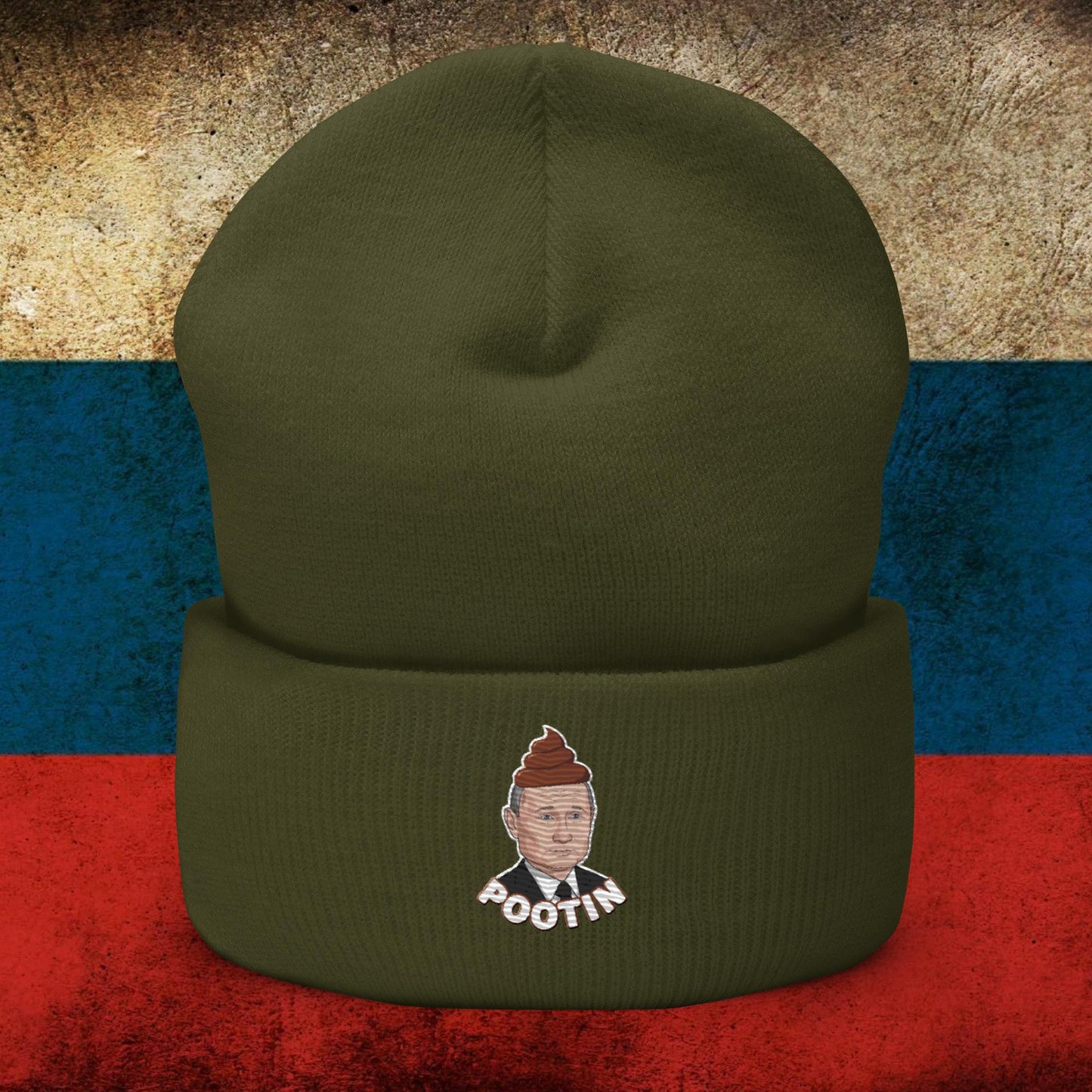 Pootin Funny Anti Vladimir Putin Cuffed Beanie Olive Hats Politics Vladimir Putin Next Cult Brand