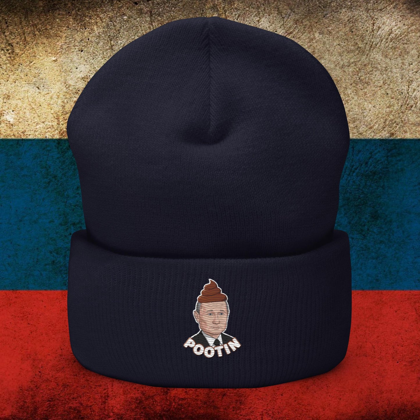 Pootin Funny Anti Vladimir Putin Cuffed Beanie Navy Hats Politics Vladimir Putin Next Cult Brand