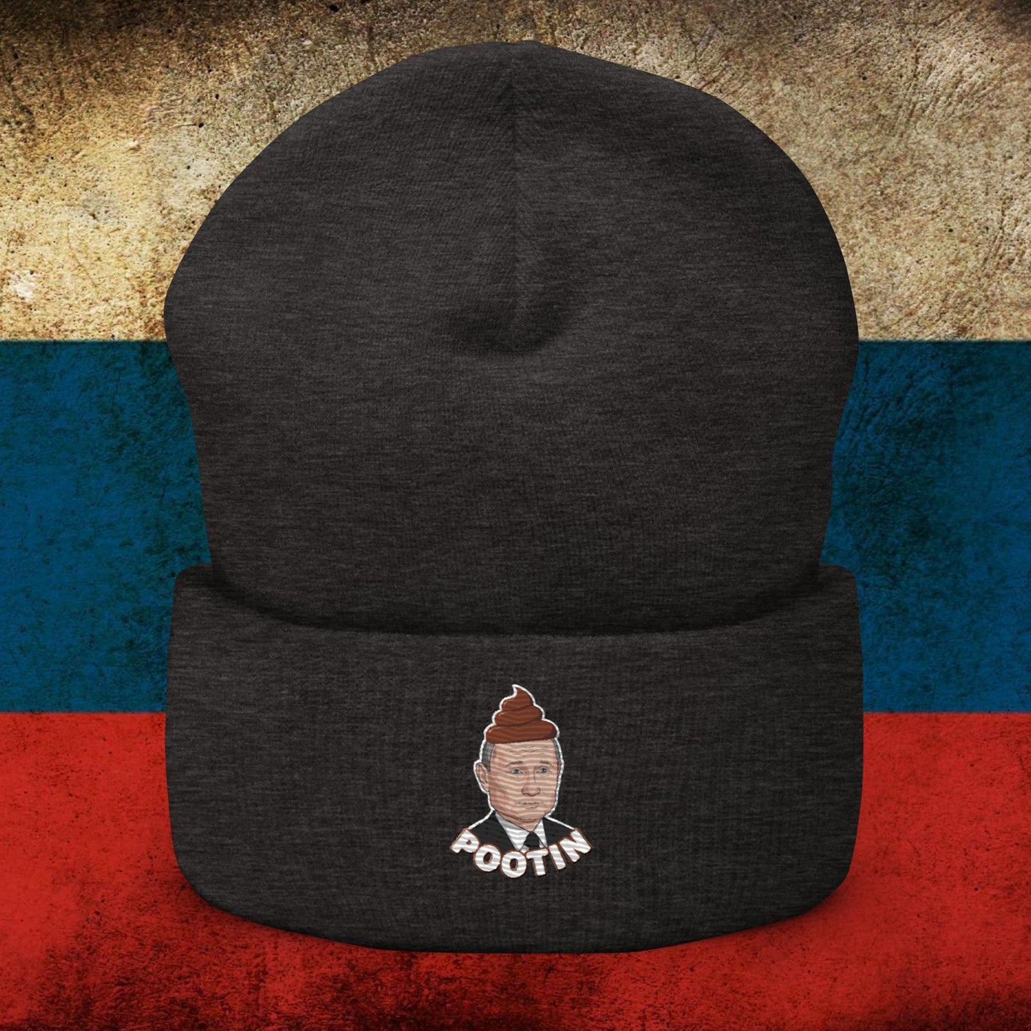 Pootin Funny Anti Vladimir Putin Cuffed Beanie Dark Grey Hats Politics Vladimir Putin Next Cult Brand