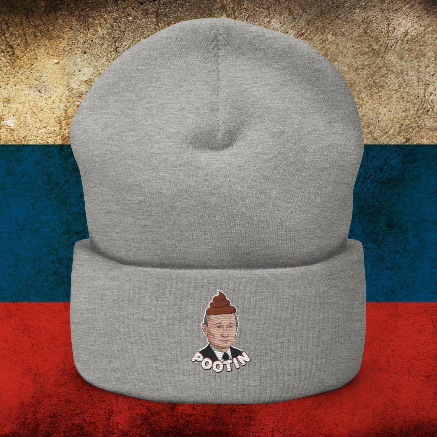 Pootin Funny Anti Vladimir Putin Cuffed Beanie Heather Grey Hats Politics Vladimir Putin Next Cult Brand