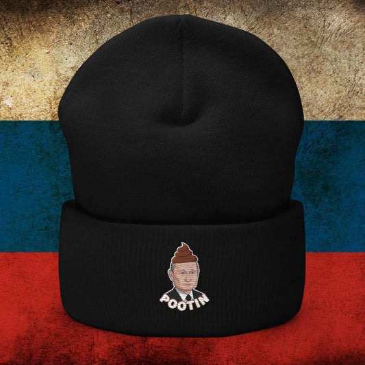 Pootin Funny Anti Vladimir Putin Cuffed Beanie Black Hats Politics Vladimir Putin Next Cult Brand