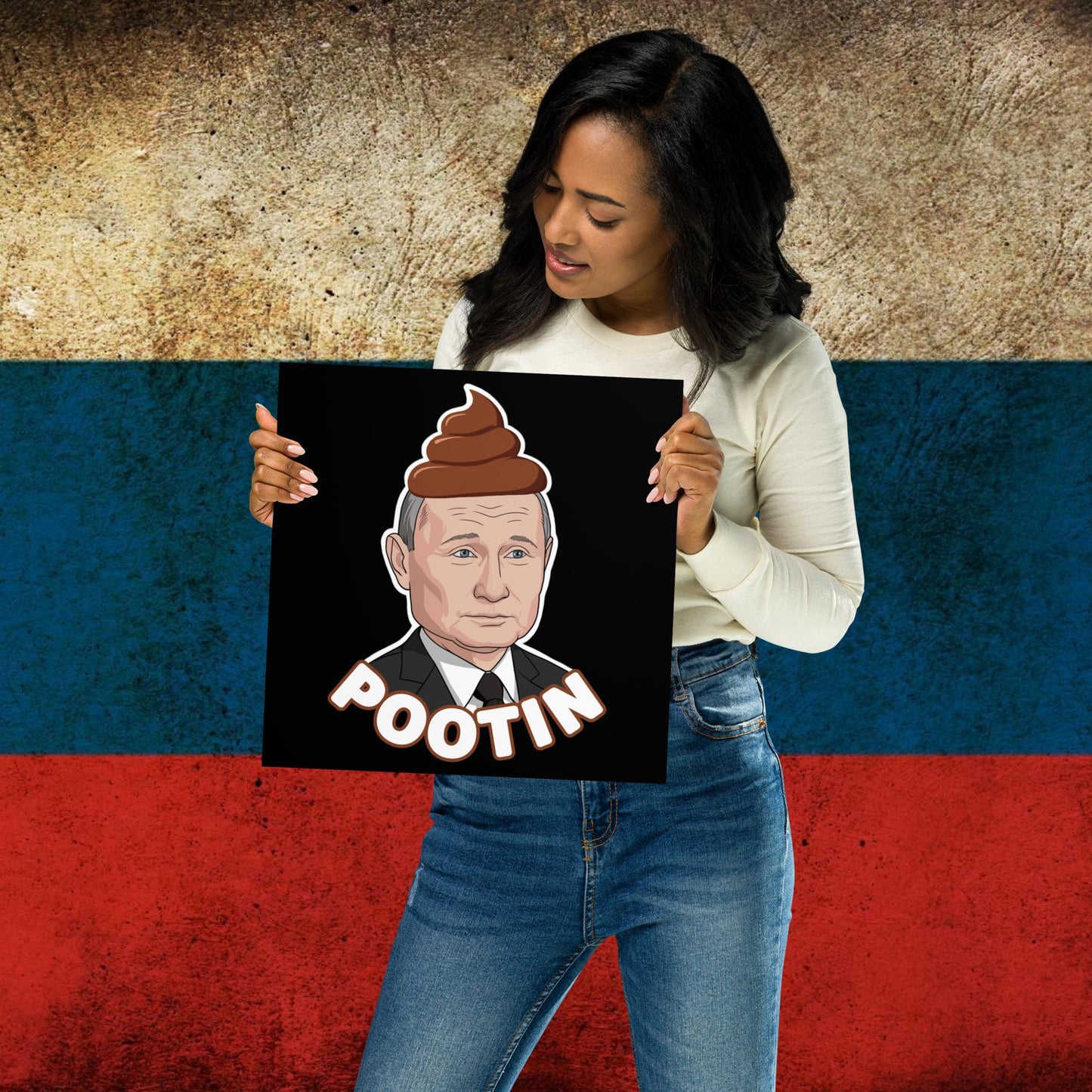 Pootin Funny Anti Vladimir Putin Poster 12″×12″ Posters Politics Vladimir Putin Next Cult Brand