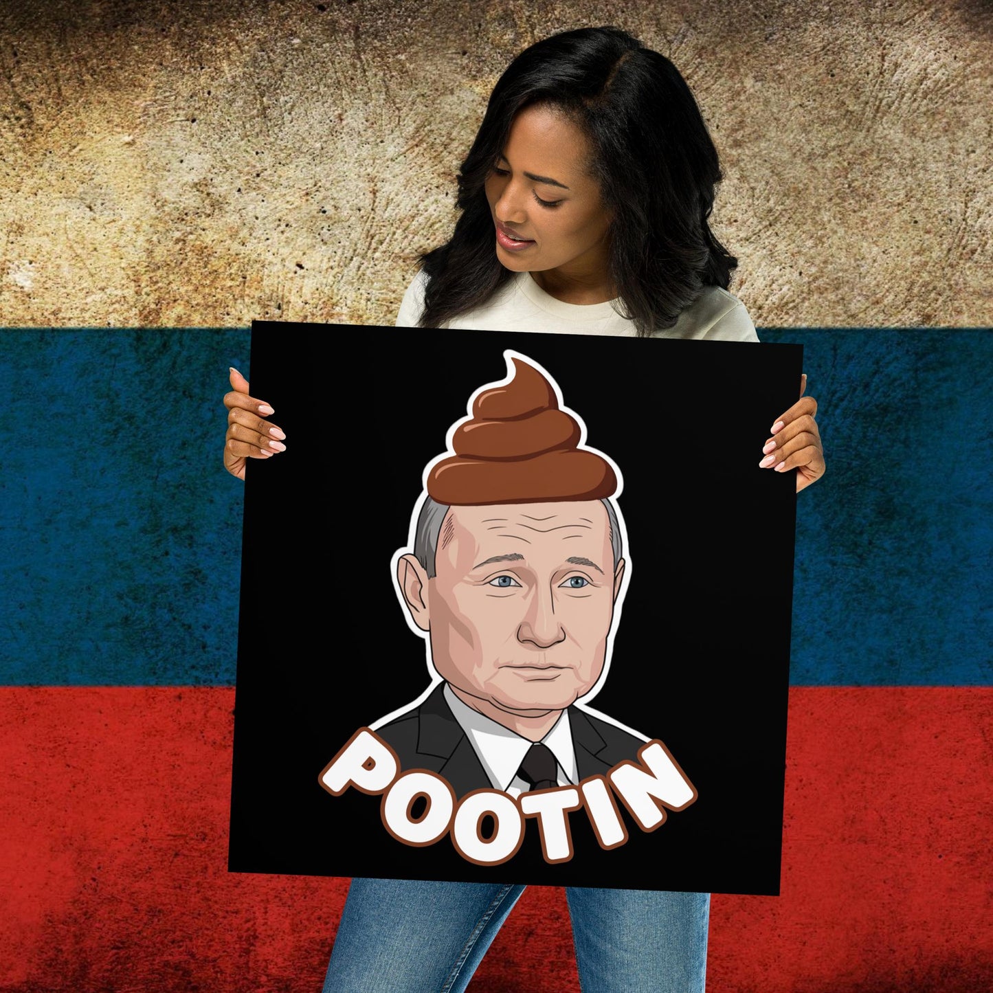 Pootin Funny Anti Vladimir Putin Poster 18″×18″ Posters Politics Vladimir Putin Next Cult Brand