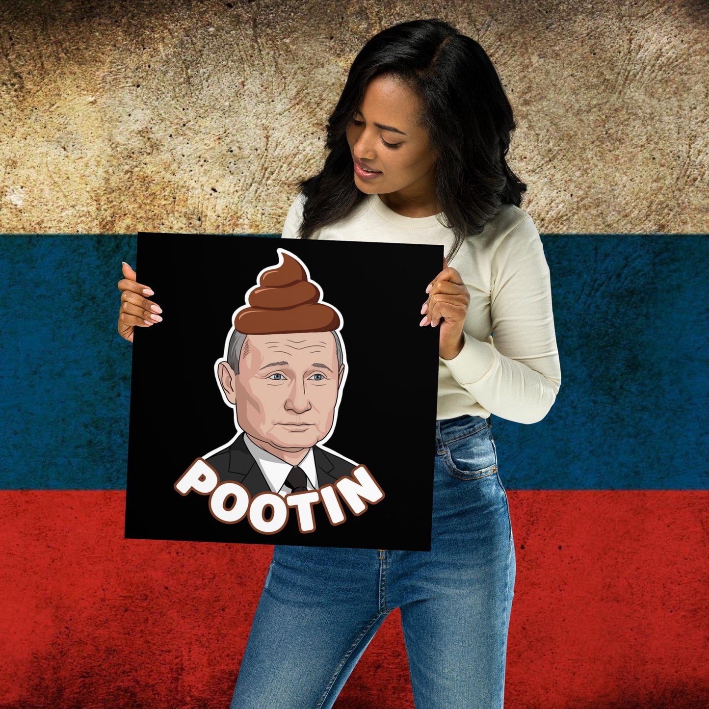 Pootin Funny Anti Vladimir Putin Poster 14″×14″ Posters Politics Vladimir Putin Next Cult Brand