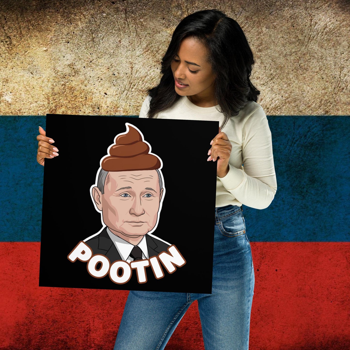 Pootin Funny Anti Vladimir Putin Poster 16″×16″ Posters Politics Vladimir Putin Next Cult Brand