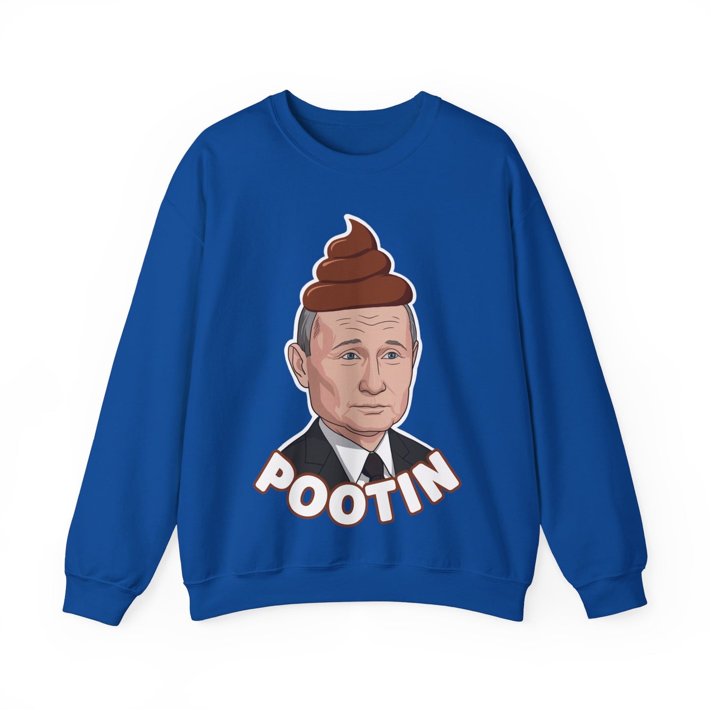 Pootin Funny Anti Vladimir Putin Unisex Heavy Blend Crewneck Sweatshirt Royal Sweatshirts Politics Vladimir Putin Printify