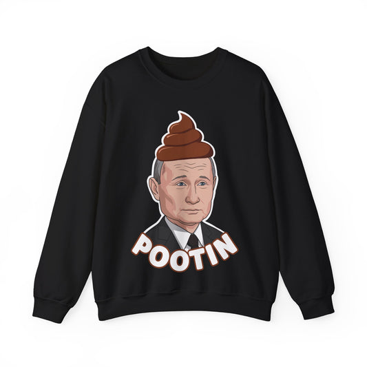 Pootin Funny Anti Vladimir Putin Unisex Heavy Blend Crewneck Sweatshirt Black Sweatshirts Politics Vladimir Putin Printify