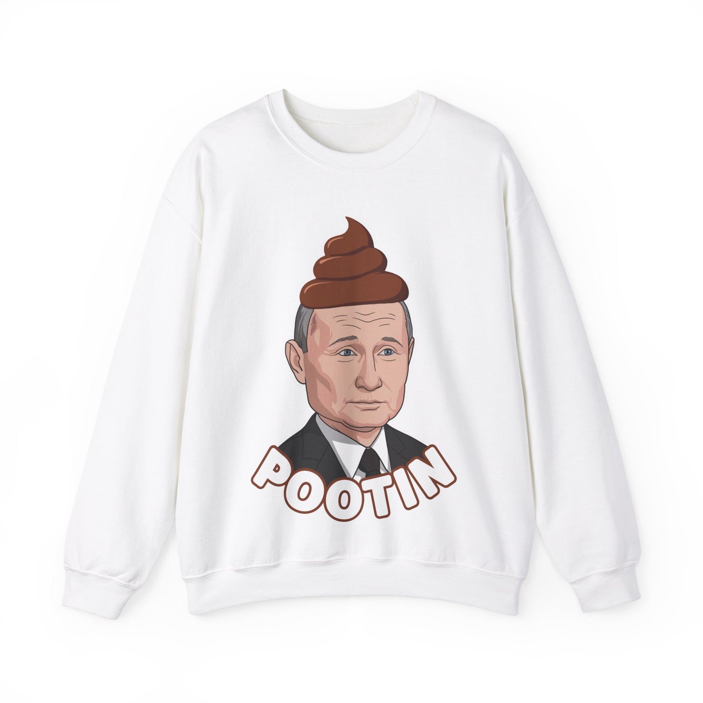 Pootin Funny Anti Vladimir Putin Unisex Heavy Blend Crewneck Sweatshirt White Sweatshirts Politics Vladimir Putin Printify