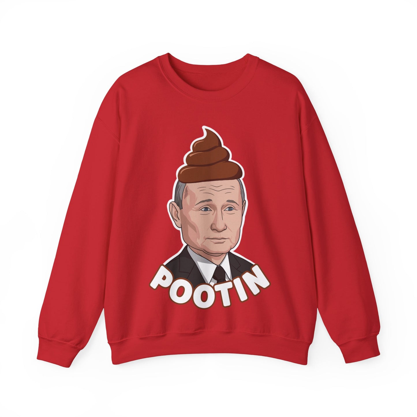 Pootin Funny Anti Vladimir Putin Unisex Heavy Blend Crewneck Sweatshirt Red Sweatshirts Politics Vladimir Putin Printify