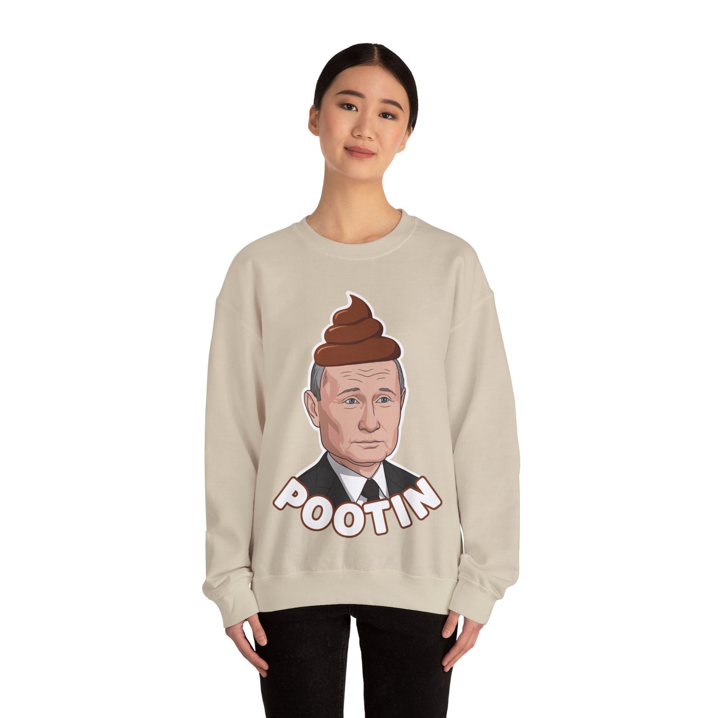 Pootin Funny Anti Vladimir Putin Unisex Heavy Blend Crewneck Sweatshirt Sweatshirts Politics Vladimir Putin Printify