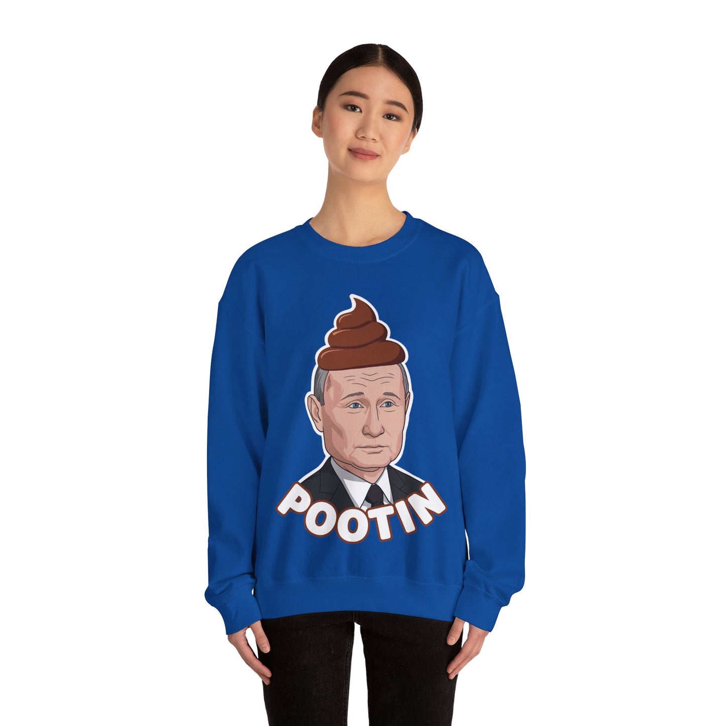 Pootin Funny Anti Vladimir Putin Unisex Heavy Blend Crewneck Sweatshirt Sweatshirts Politics Vladimir Putin Printify