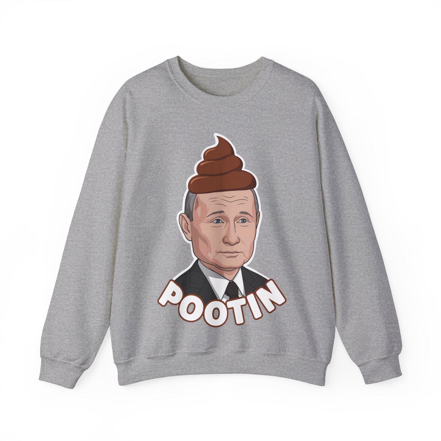 Pootin Funny Anti Vladimir Putin Unisex Heavy Blend Crewneck Sweatshirt Sport Grey Sweatshirts Politics Vladimir Putin Printify