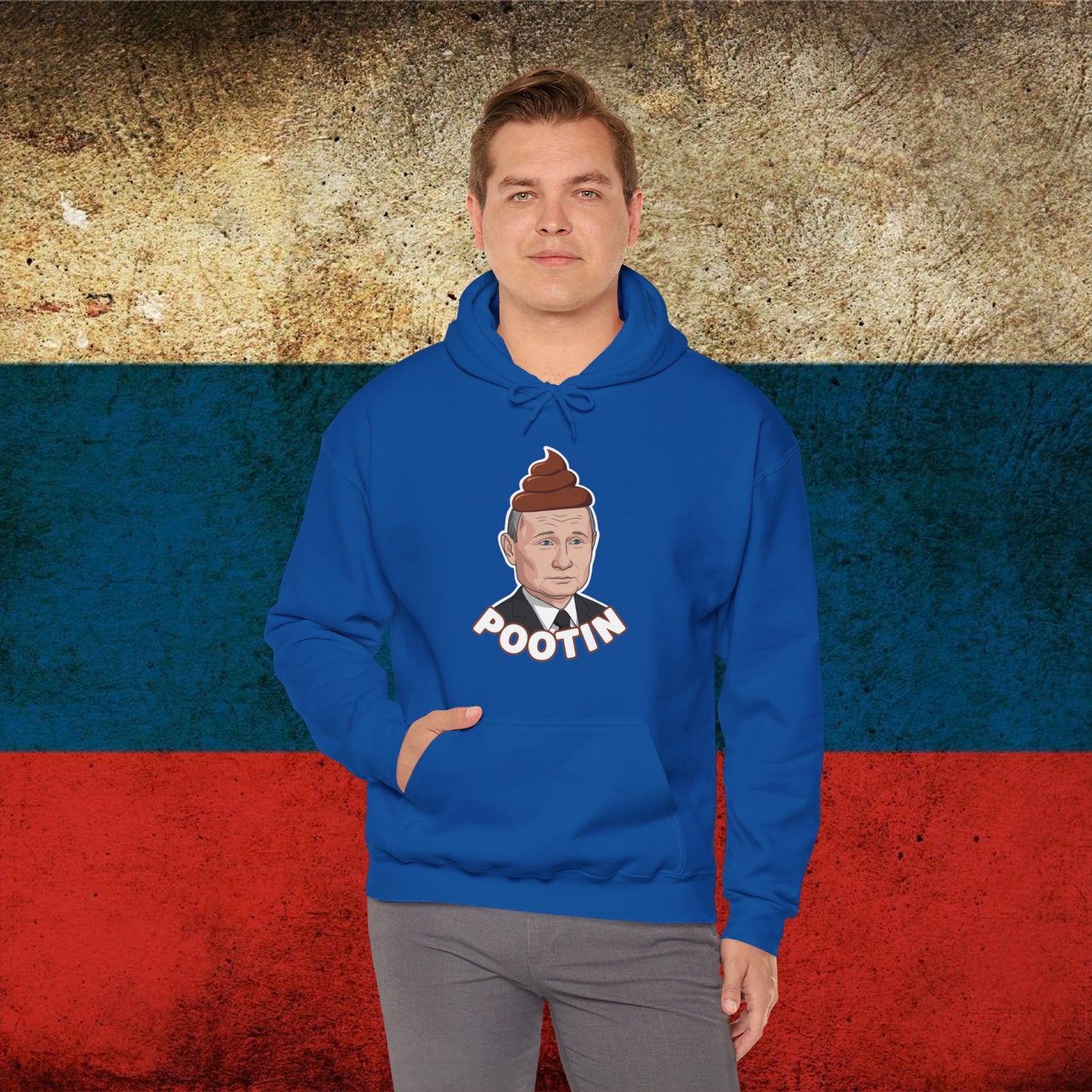 Pootin Funny Anti Vladimir Putin Unisex Heavy Blend Hooded Sweatshirt Royal Hoodies Politics Vladimir Putin Printify