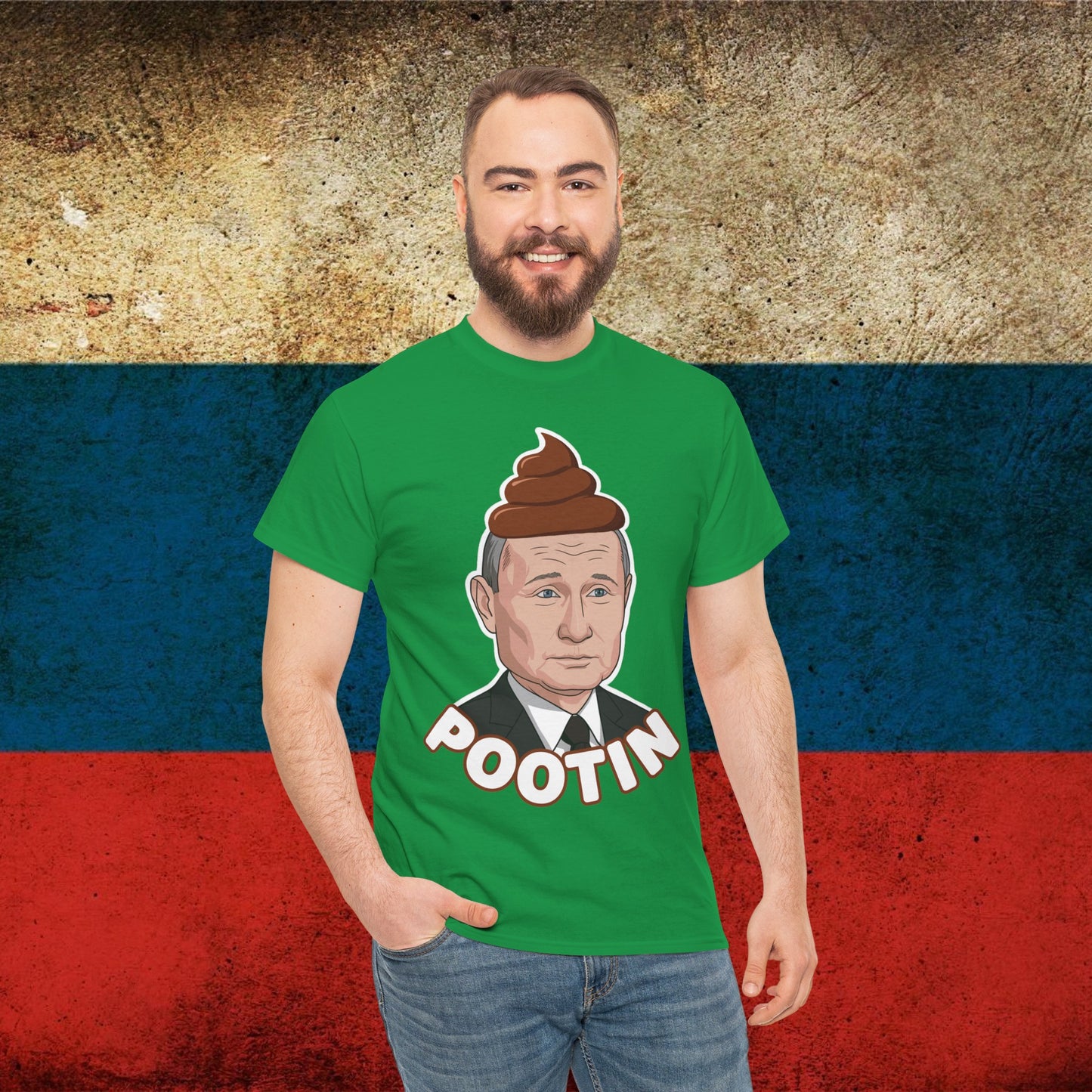 Pootin Funny Anti Vladimir Putin Unisex Heavy Cotton Tee Irish Green T-shirts Politics Vladimir Putin Printify