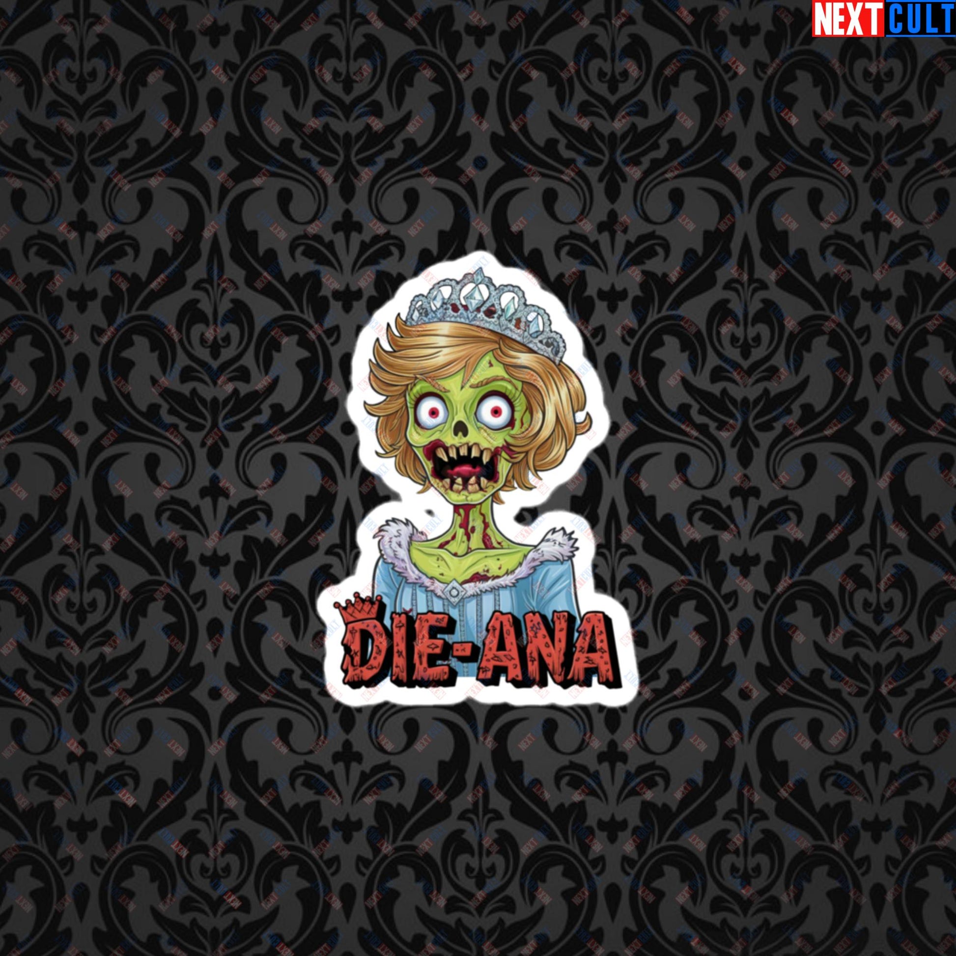 Princess Diana Zombie Die-Ana Funny Royal Family Conspiracy Bubble-free stickers 3″×3″ Stickers Conspiracy Theories Politics Princess Diana Royal Family Zombie Next Cult Brand