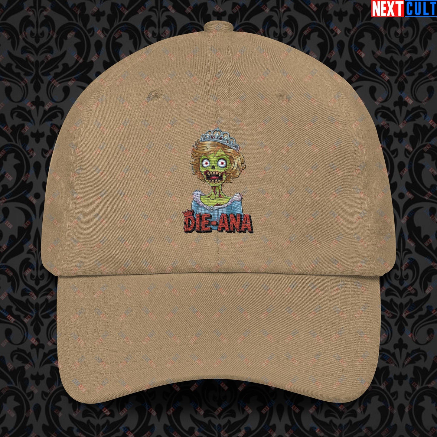 Princess Diana Zombie Die-Ana Funny Royal Family Conspiracy Dad hat Khaki Hats Conspiracy Theories Politics Princess Diana Royal Family Zombie Next Cult Brand