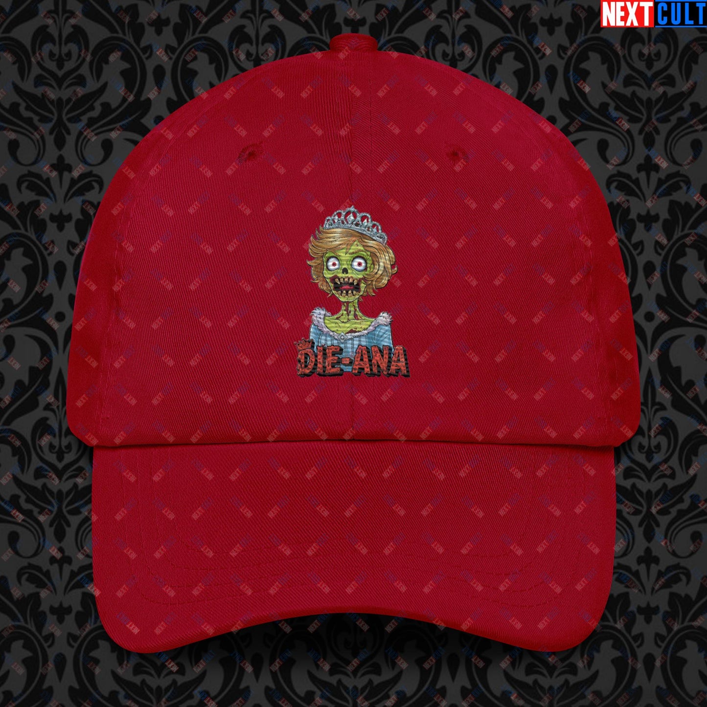 Princess Diana Zombie Die-Ana Funny Royal Family Conspiracy Dad hat Cranberry Hats Conspiracy Theories Politics Princess Diana Royal Family Zombie Next Cult Brand