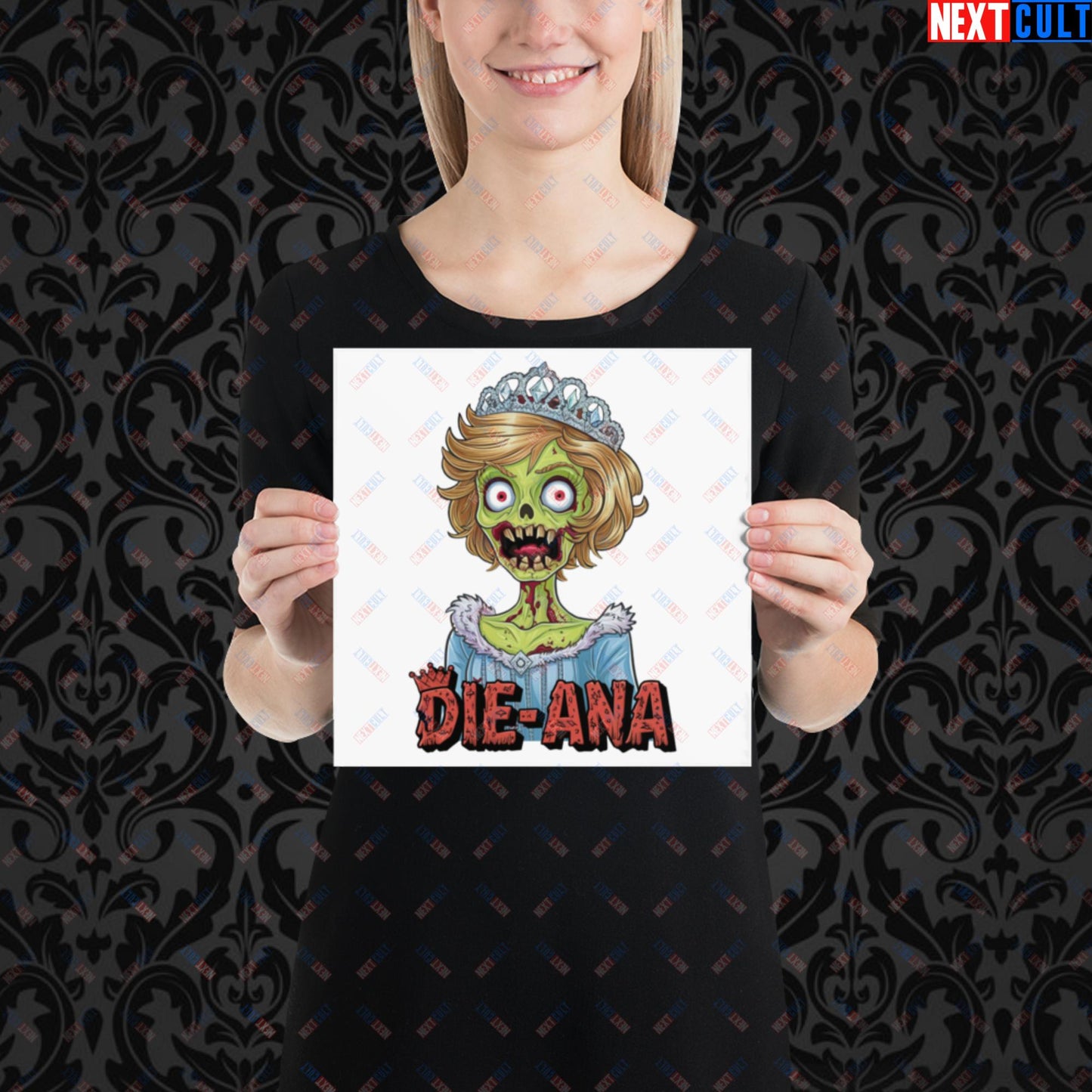 Princess Diana Zombie Die-Ana Funny Royal Family Conspiracy Poster 10″×10″ Posters Conspiracy Theories Politics Princess Diana Royal Family Zombie Next Cult Brand