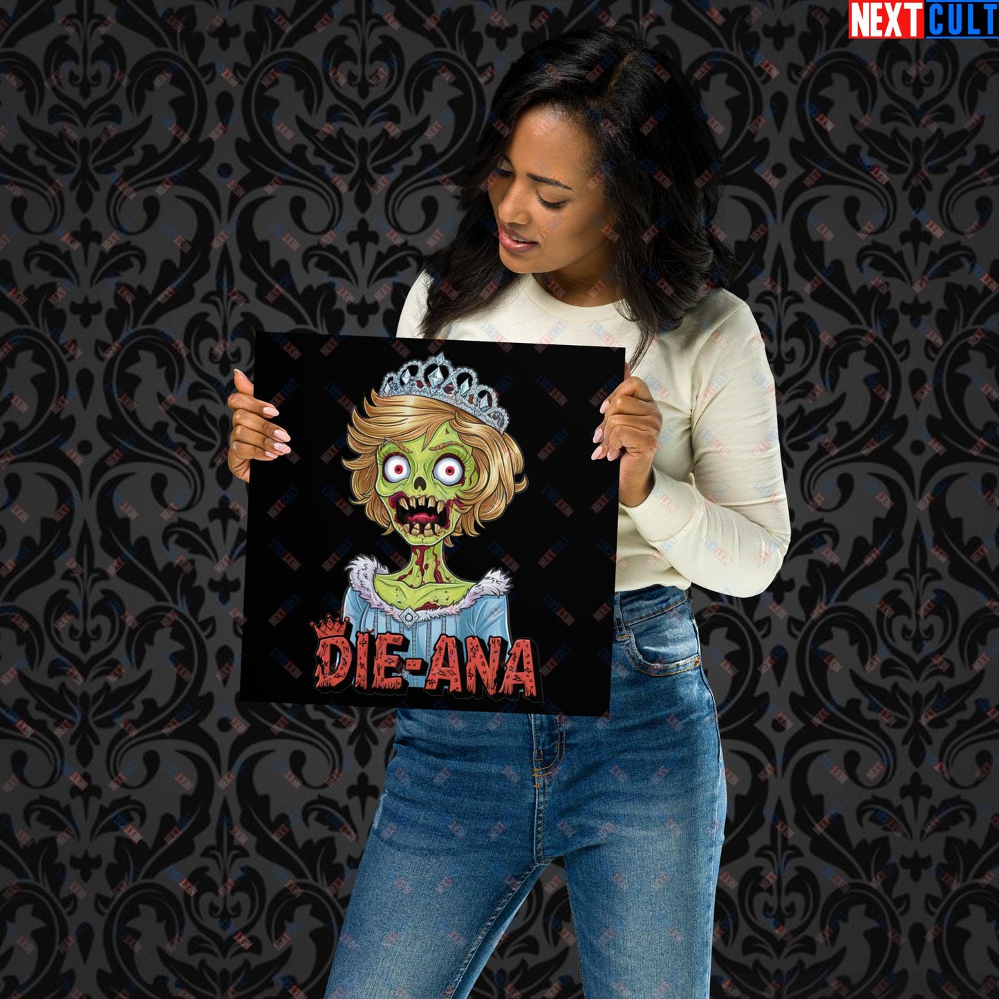 Princess Diana Zombie Die-Ana Funny Royal Family Conspiracy Poster 12″×12″ Posters Conspiracy Theories Politics Princess Diana Royal Family Zombie Next Cult Brand