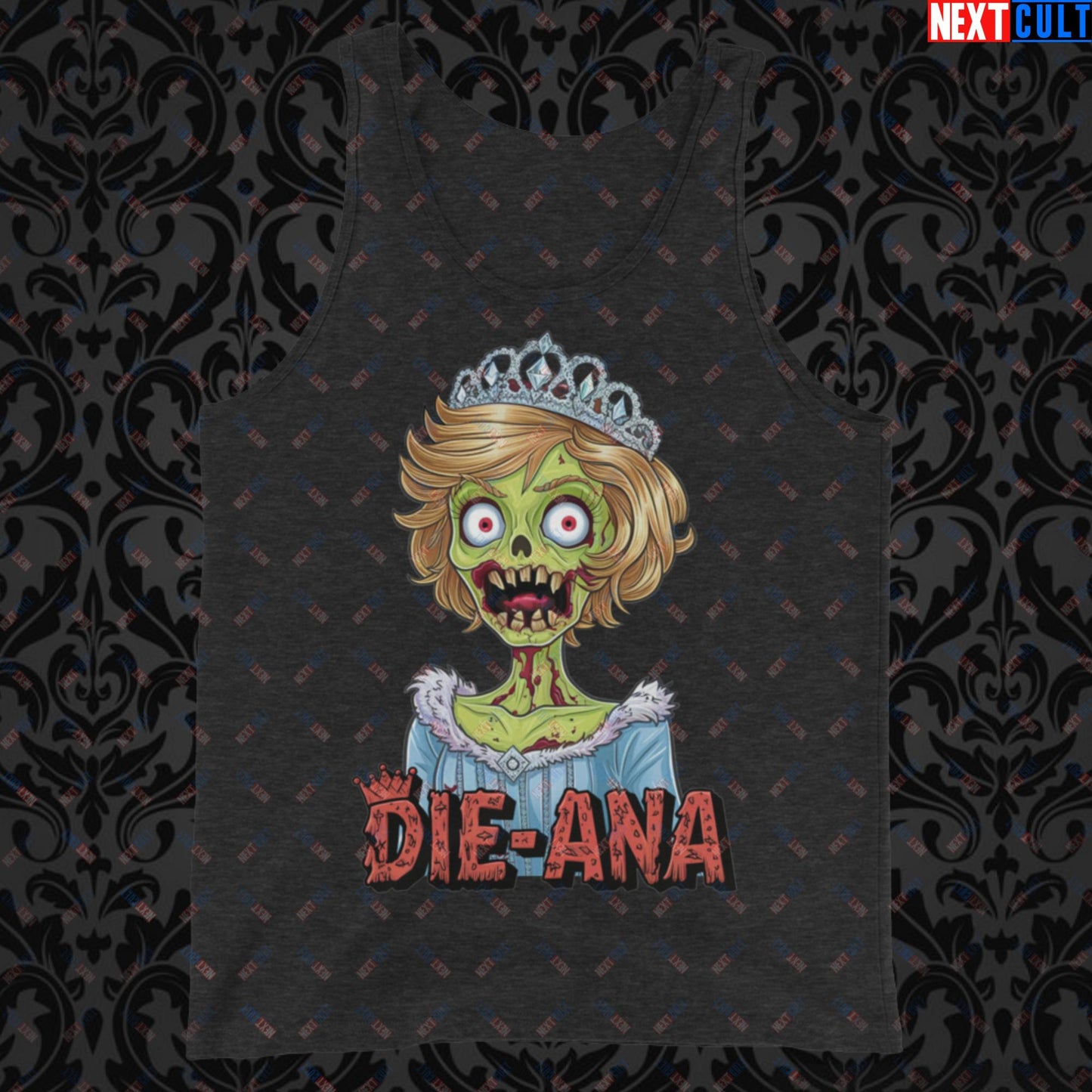 Princess Diana Zombie Die-Ana Funny Royal Family Conspiracy Tank Top Charcoal-Black Triblend Tank Tops Conspiracy Theories Politics Princess Diana Royal Family Zombie Next Cult Brand