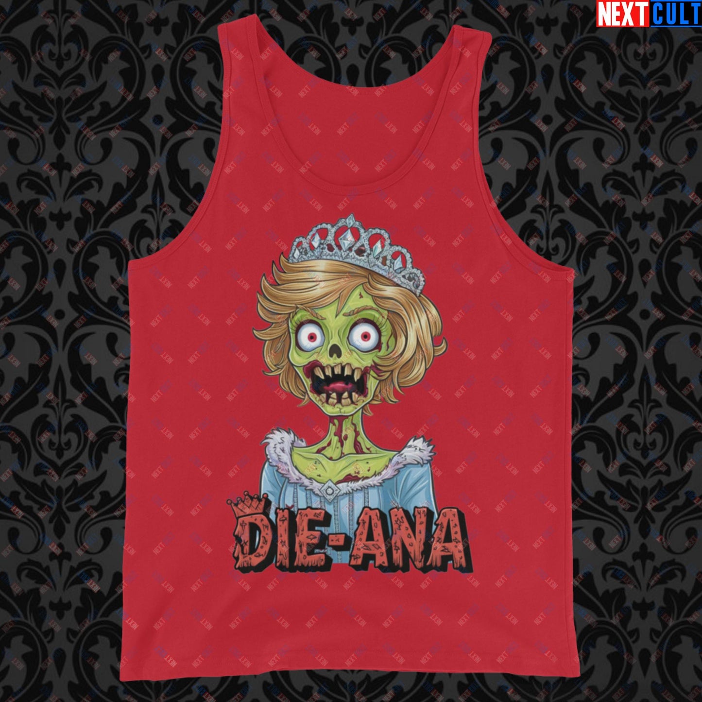 Princess Diana Zombie Die-Ana Funny Royal Family Conspiracy Tank Top Red Tank Tops Conspiracy Theories Politics Princess Diana Royal Family Zombie Next Cult Brand