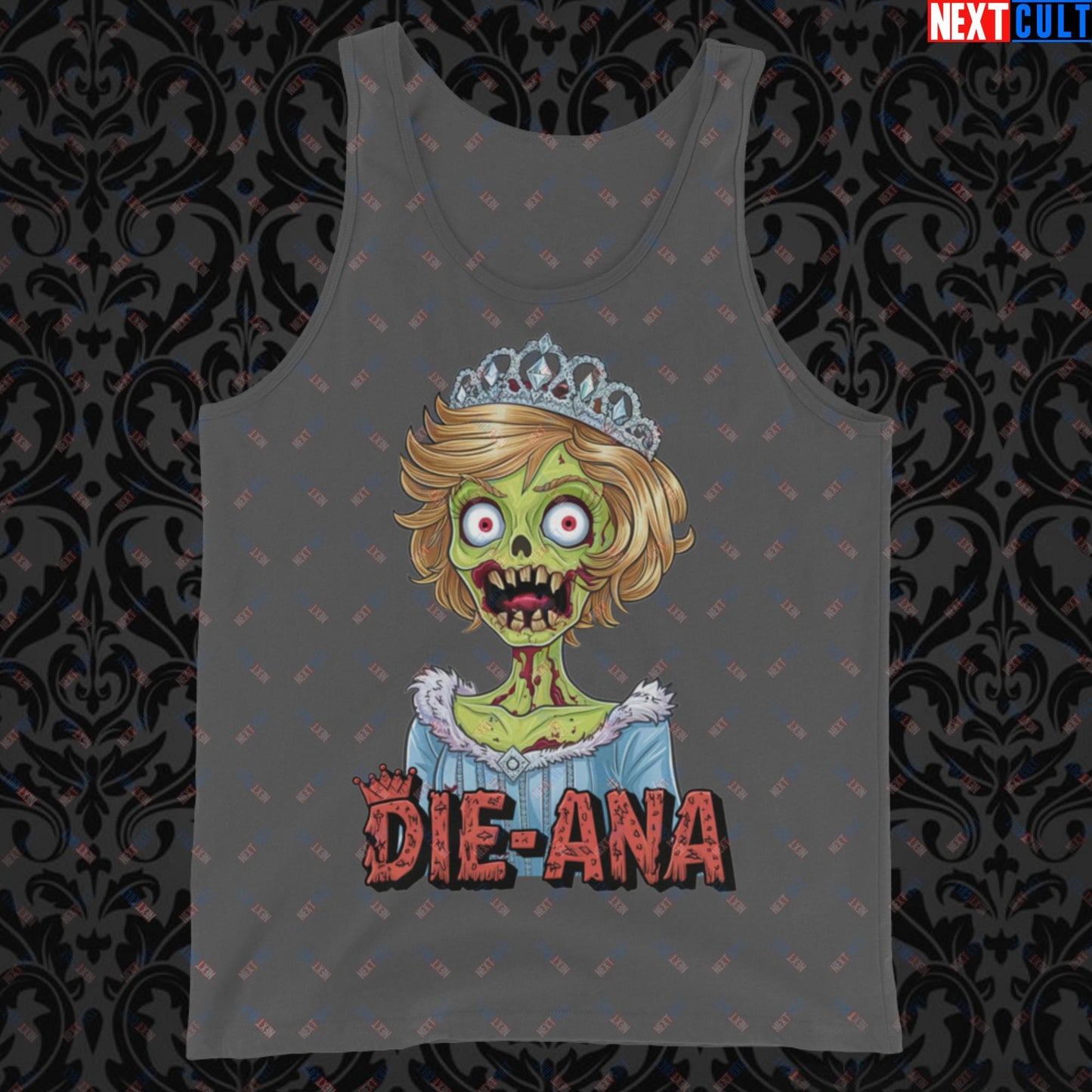Princess Diana Zombie Die-Ana Funny Royal Family Conspiracy Tank Top Asphalt Tank Tops Conspiracy Theories Politics Princess Diana Royal Family Zombie Next Cult Brand