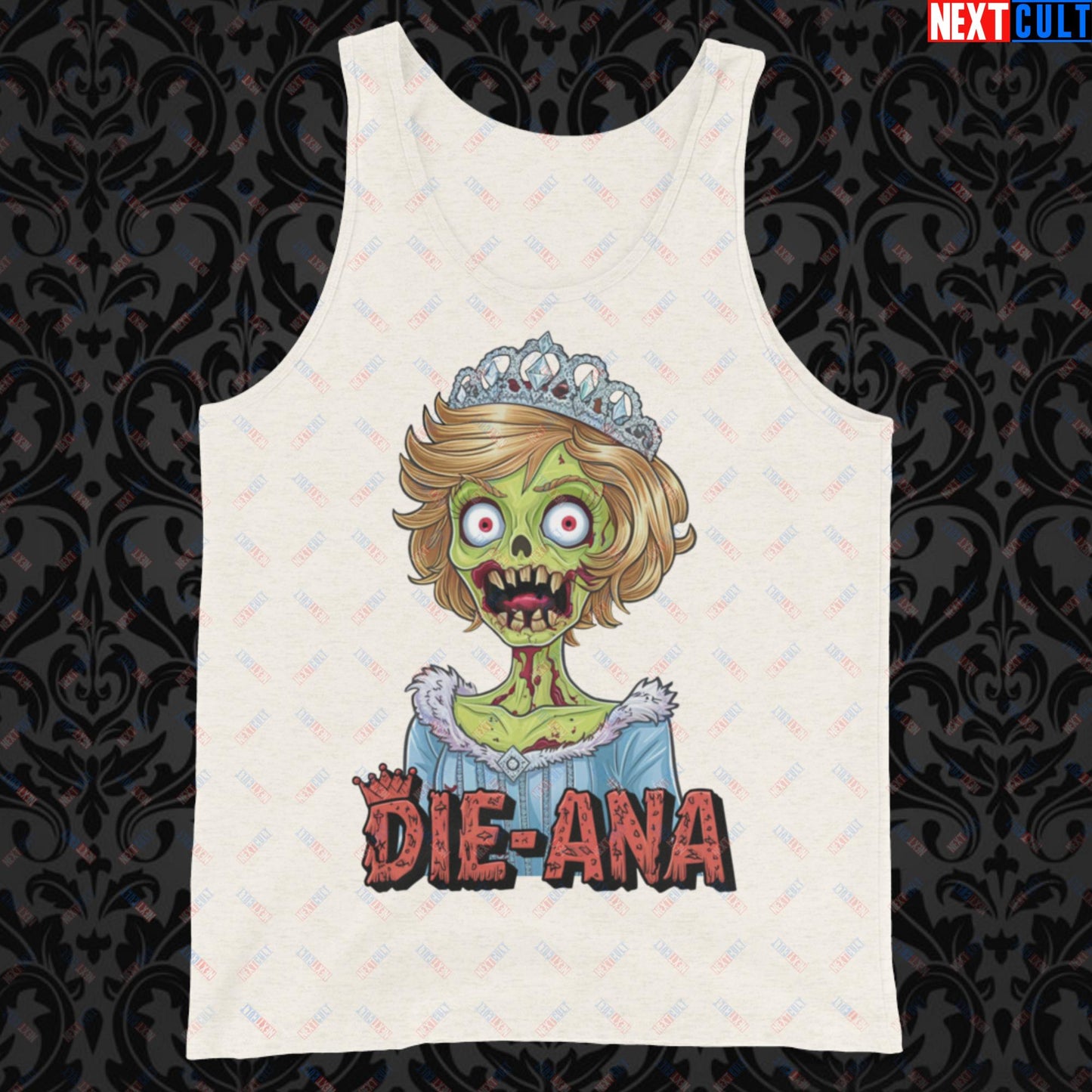 Princess Diana Zombie Die-Ana Funny Royal Family Conspiracy Tank Top Oatmeal Triblend Tank Tops Conspiracy Theories Politics Princess Diana Royal Family Zombie Next Cult Brand