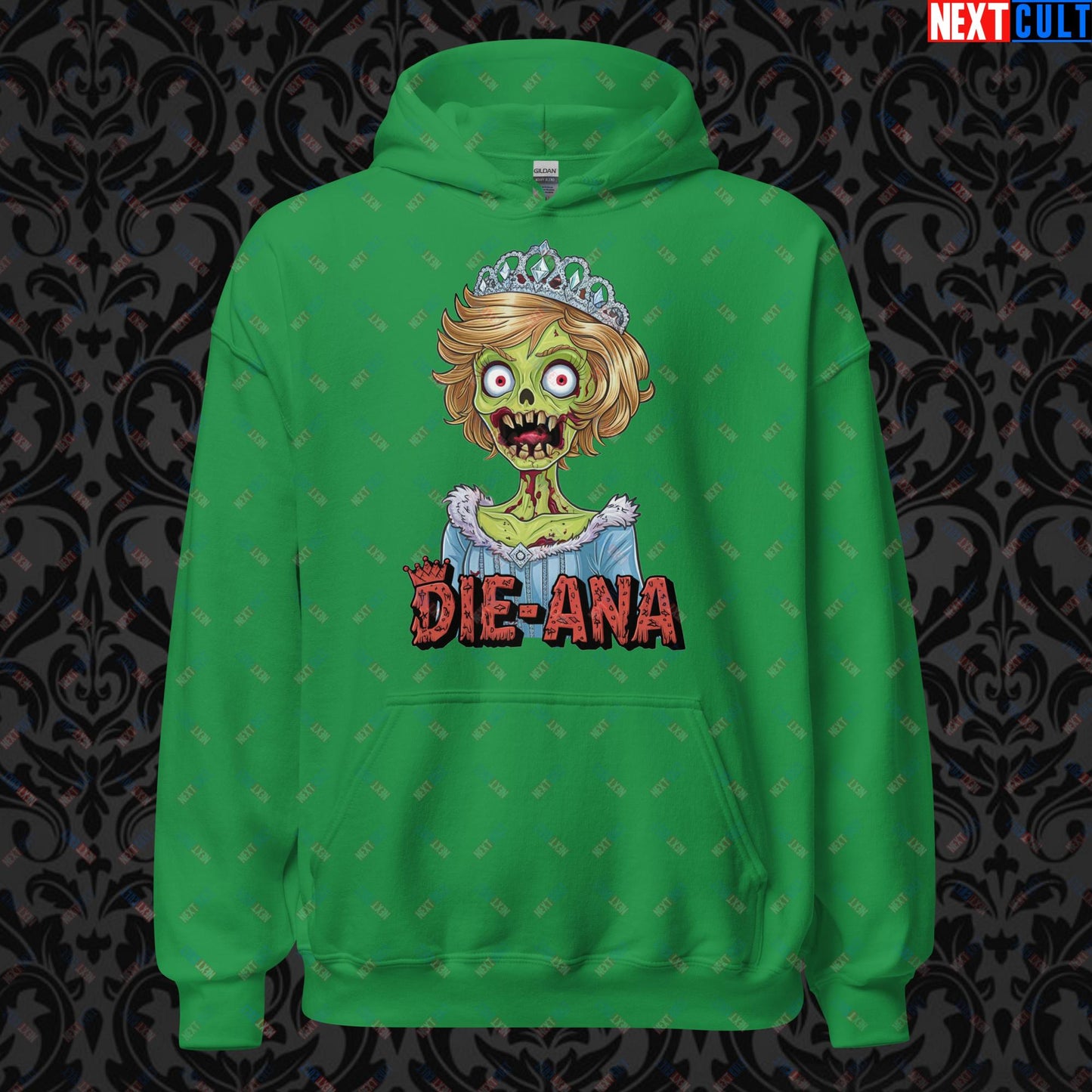 Princess Diana Zombie Die-Ana Funny Royal Family Conspiracy Unisex Hoodie Irish Green Hoodies Conspiracy Theories Politics Princess Diana Royal Family Zombie Next Cult Brand