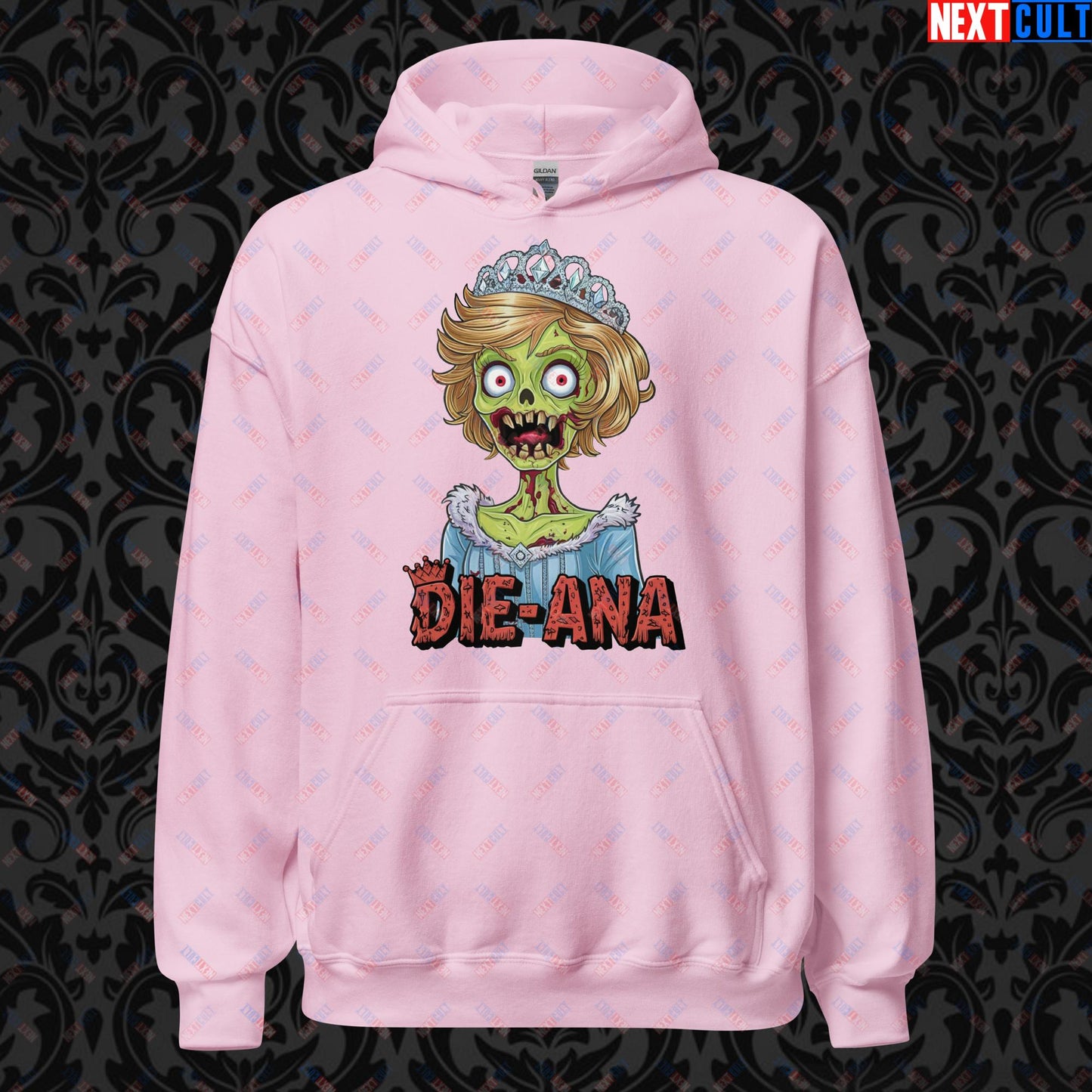 Princess Diana Zombie Die-Ana Funny Royal Family Conspiracy Unisex Hoodie Light Pink Hoodies Conspiracy Theories Politics Princess Diana Royal Family Zombie Next Cult Brand