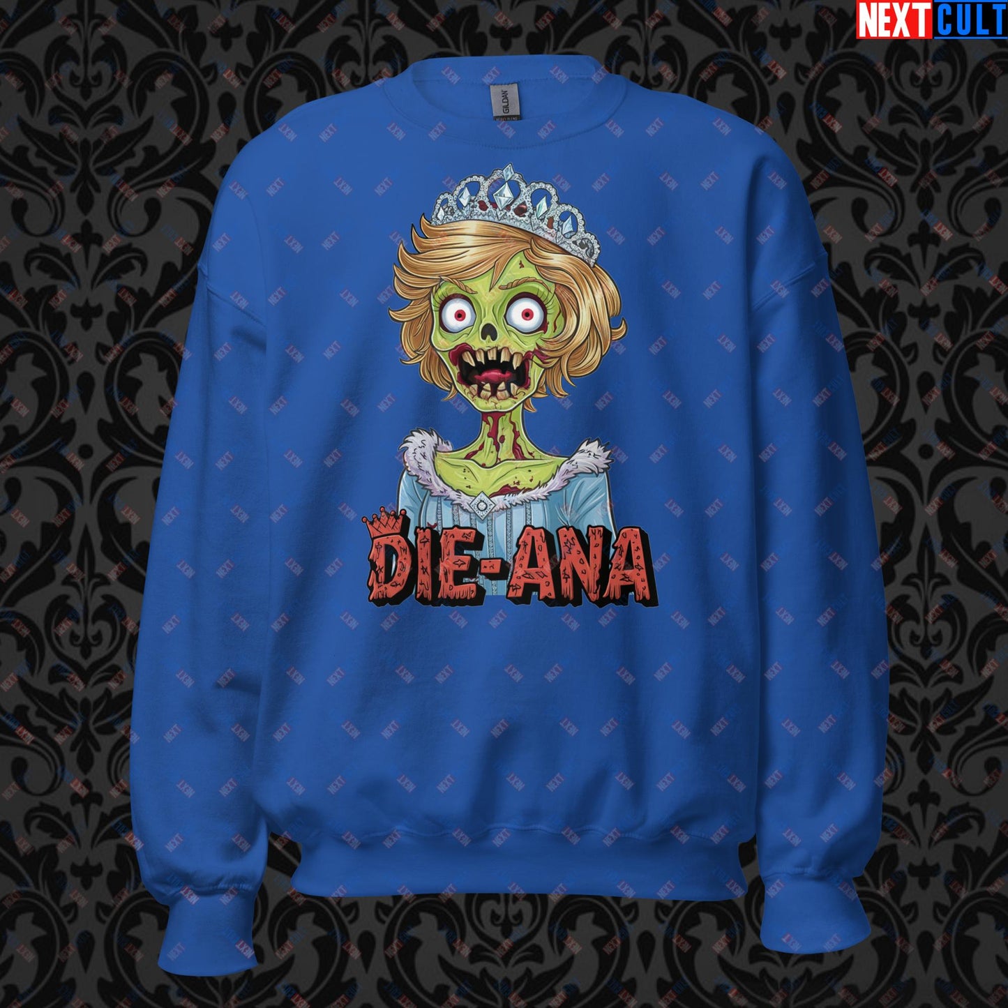 Princess Diana Zombie Die-Ana Funny Royal Family Conspiracy Unisex Sweatshirt Royal Sweatshirts Conspiracy Theories Politics Princess Diana Royal Family Zombie Next Cult Brand
