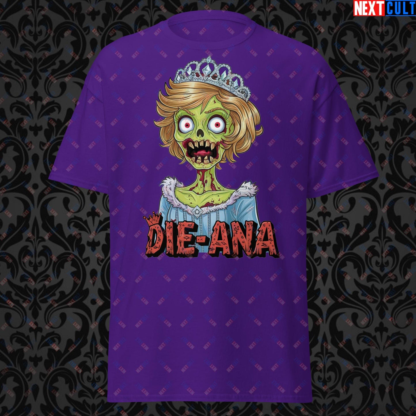 Princess Diana Zombie Die-Ana Funny Royal Family Conspiracy Unisex tee Purple T-shirts Conspiracy Theories Politics Princess Diana Royal Family Zombie Next Cult Brand