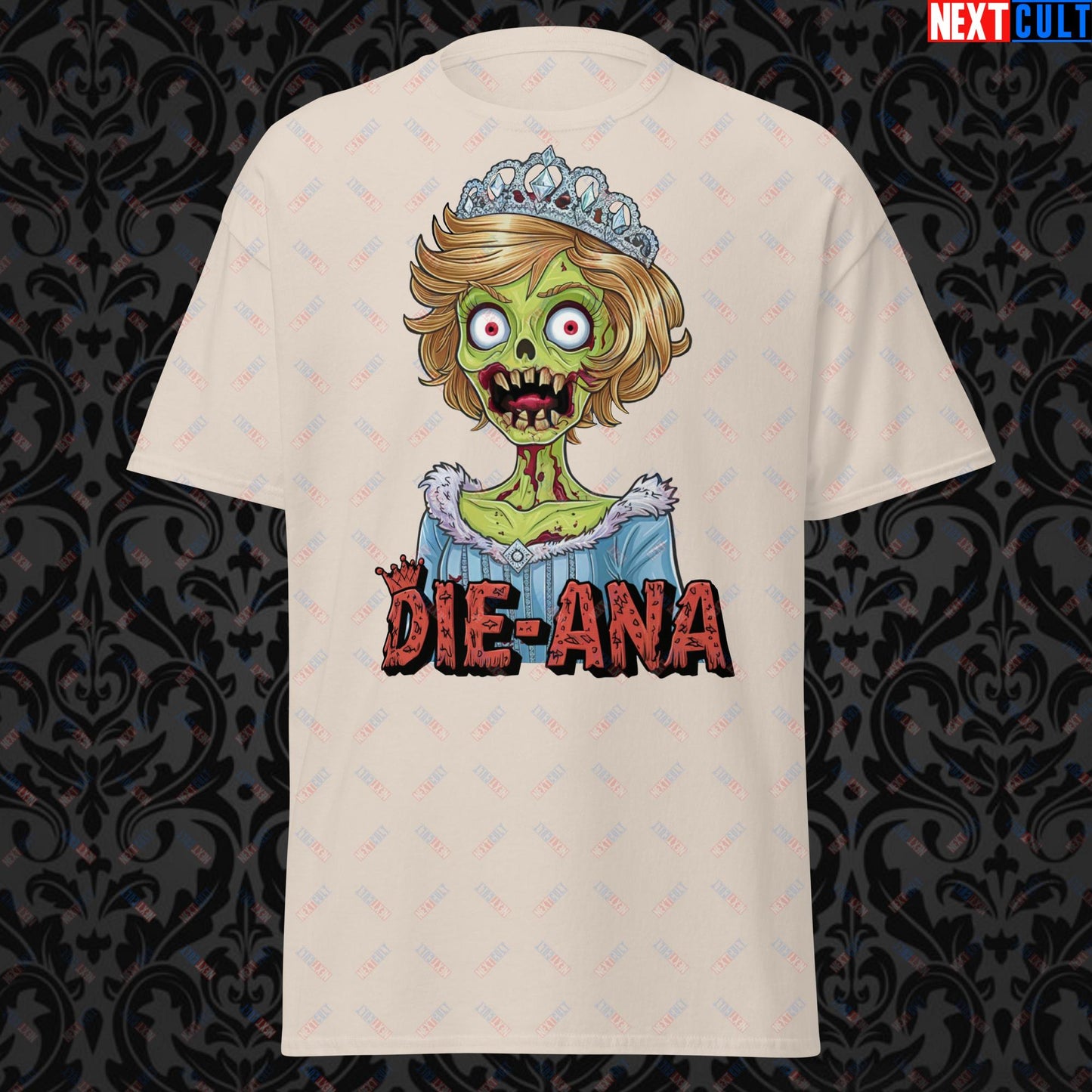 Princess Diana Zombie Die-Ana Funny Royal Family Conspiracy Unisex tee Natural T-shirts Conspiracy Theories Politics Princess Diana Royal Family Zombie Next Cult Brand
