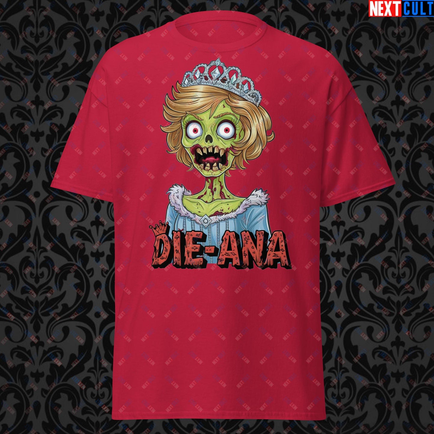 Princess Diana Zombie Die-Ana Funny Royal Family Conspiracy Unisex tee Cardinal T-shirts Conspiracy Theories Politics Princess Diana Royal Family Zombie Next Cult Brand