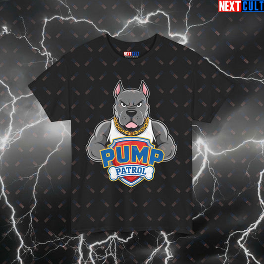 Funny Gym Dog Pump Patrol T-Shirt - Meme Workout Tee for Lifters, Bodybuilding & Fitness Gains - Gymbro Humor Tshirt Top T-shirts Bodybuilding Fitness Gym Pump Cover TV Workout Printify