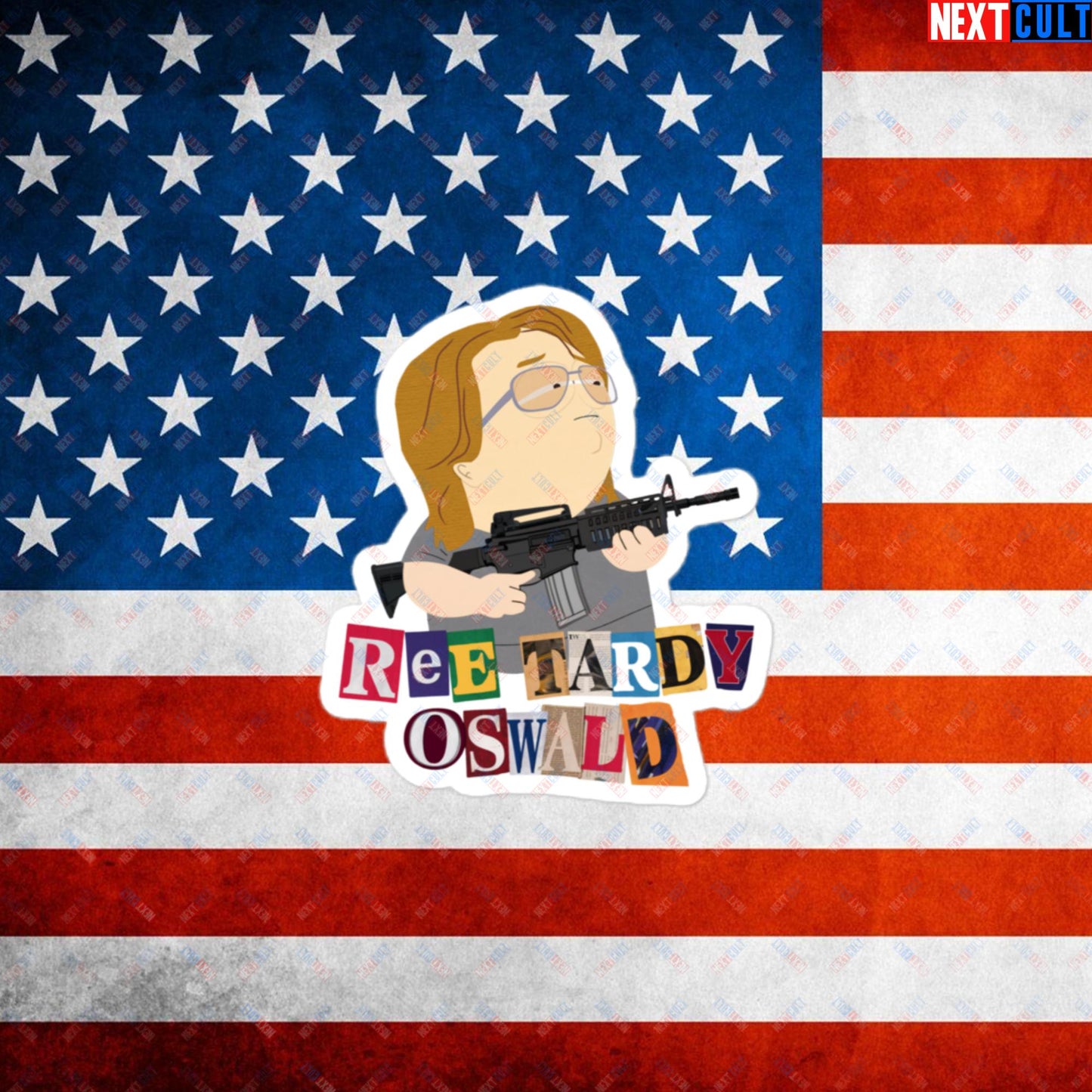 Ree Tardy Oswald Funny Thomas Matthew Crooks Donald Trump Assassination Attempt Meme Bubble-free stickers 3″×3″ Stickers Conspiracy Theories Donald Trump Politics Republicans South Park TV Shows Next Cult Brand