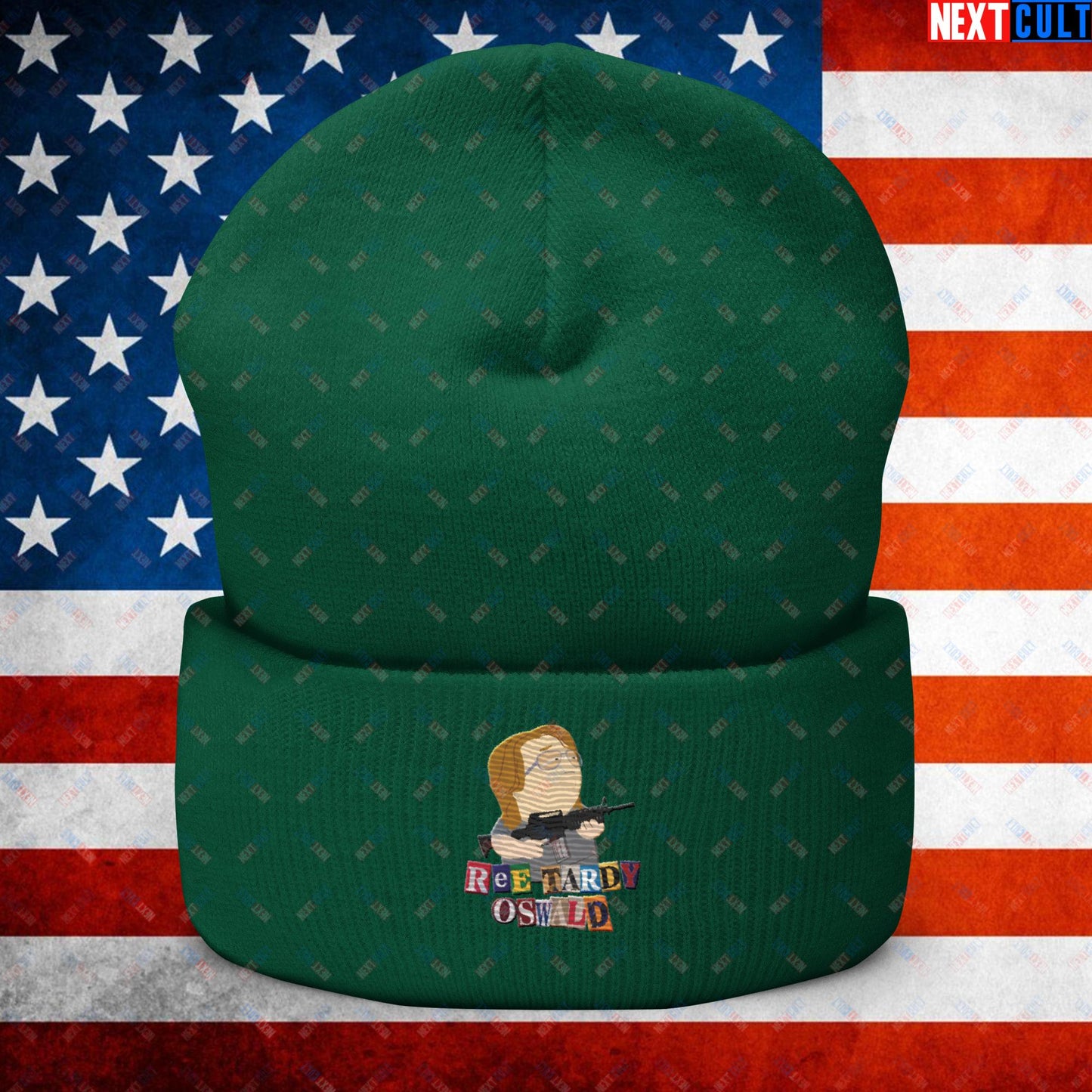 Ree Tardy Oswald Funny Thomas Matthew Crooks Donald Trump Assassination Attempt Meme Cuffed Beanie Spruce Hats Conspiracy Theories Donald Trump Politics Republicans South Park TV Shows Next Cult Brand