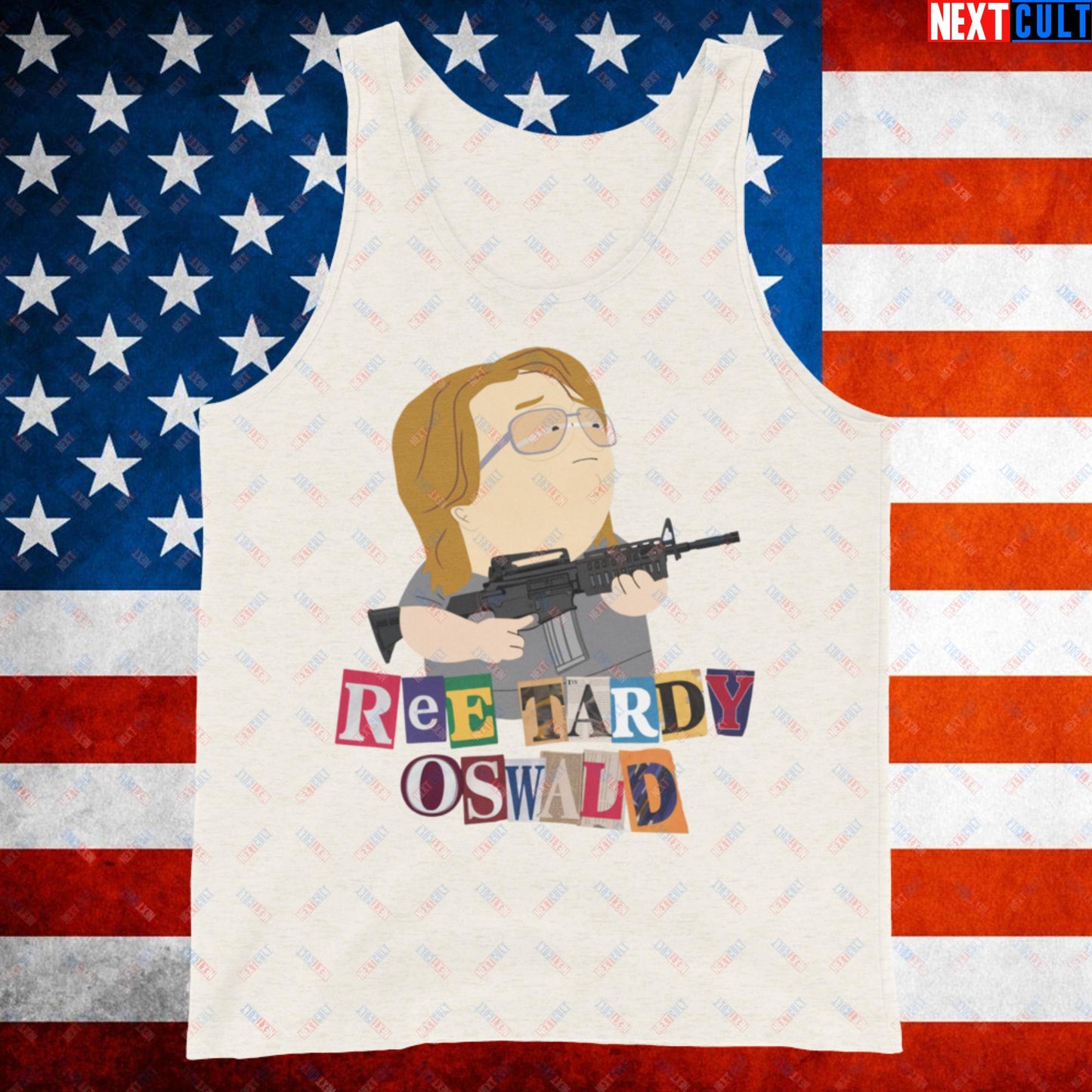 Ree Tardy Oswald Funny Thomas Matthew Crooks Donald Trump Assassination Attempt Meme Tank Top Oatmeal Triblend Tank Tops Conspiracy Theories Donald Trump Politics Republicans South Park TV Shows Next Cult Brand