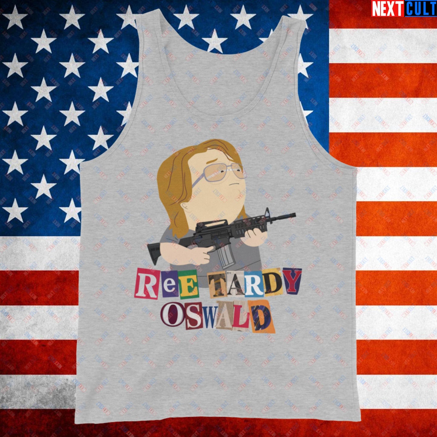Ree Tardy Oswald Funny Thomas Matthew Crooks Donald Trump Assassination Attempt Meme Tank Top Athletic Heather Tank Tops Conspiracy Theories Donald Trump Politics Republicans South Park TV Shows Next Cult Brand