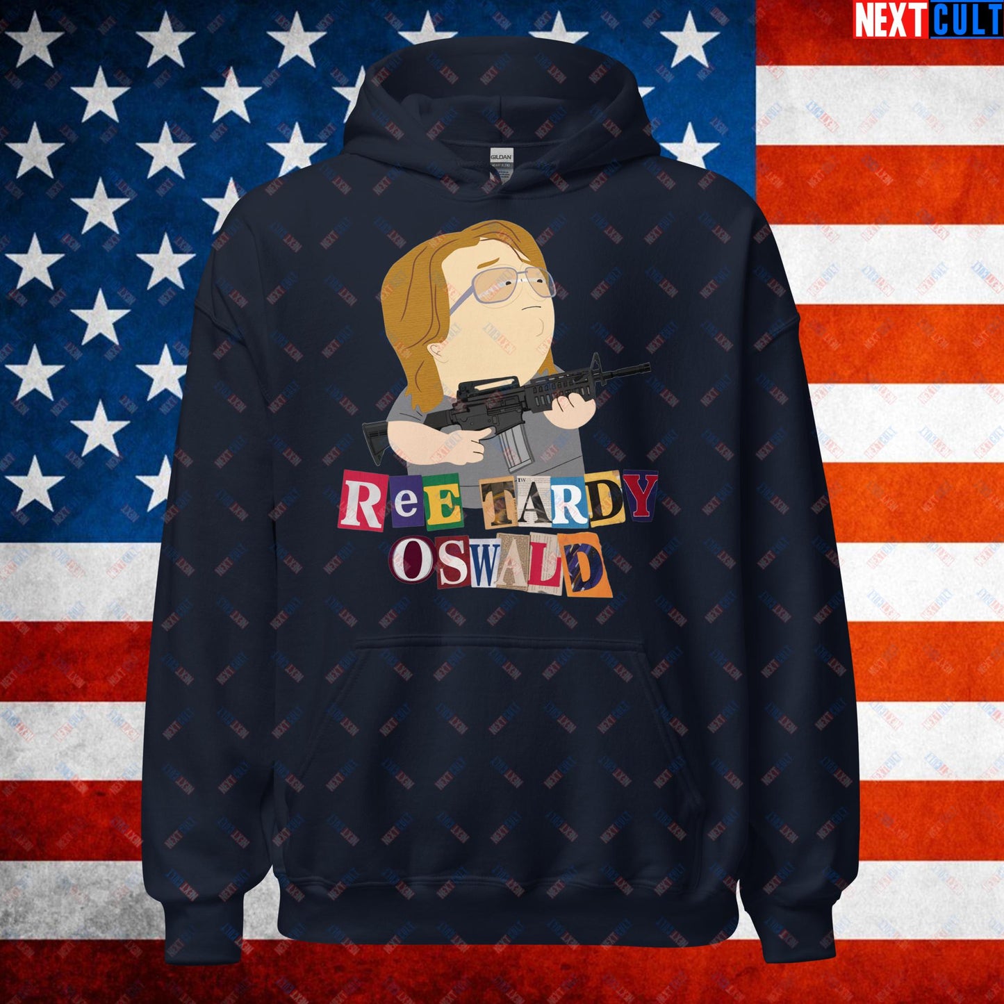 Ree Tardy Oswald Funny Thomas Matthew Crooks Donald Trump Assassination Attempt Meme Unisex Hoodie Navy Hoodies Conspiracy Theories Donald Trump Politics Republicans South Park TV Shows Next Cult Brand