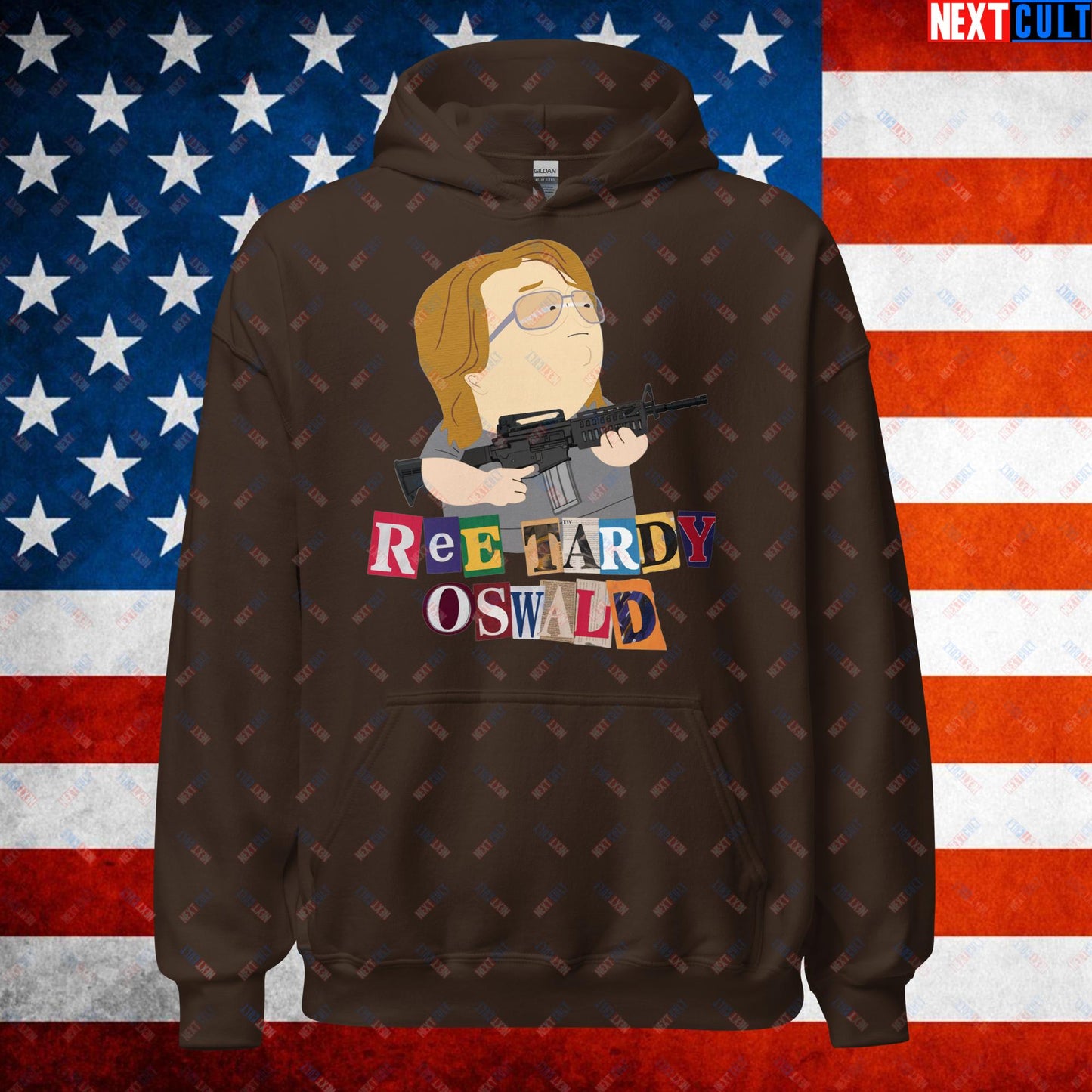 Ree Tardy Oswald Funny Thomas Matthew Crooks Donald Trump Assassination Attempt Meme Unisex Hoodie Dark Chocolate Hoodies Conspiracy Theories Donald Trump Politics Republicans South Park TV Shows Next Cult Brand