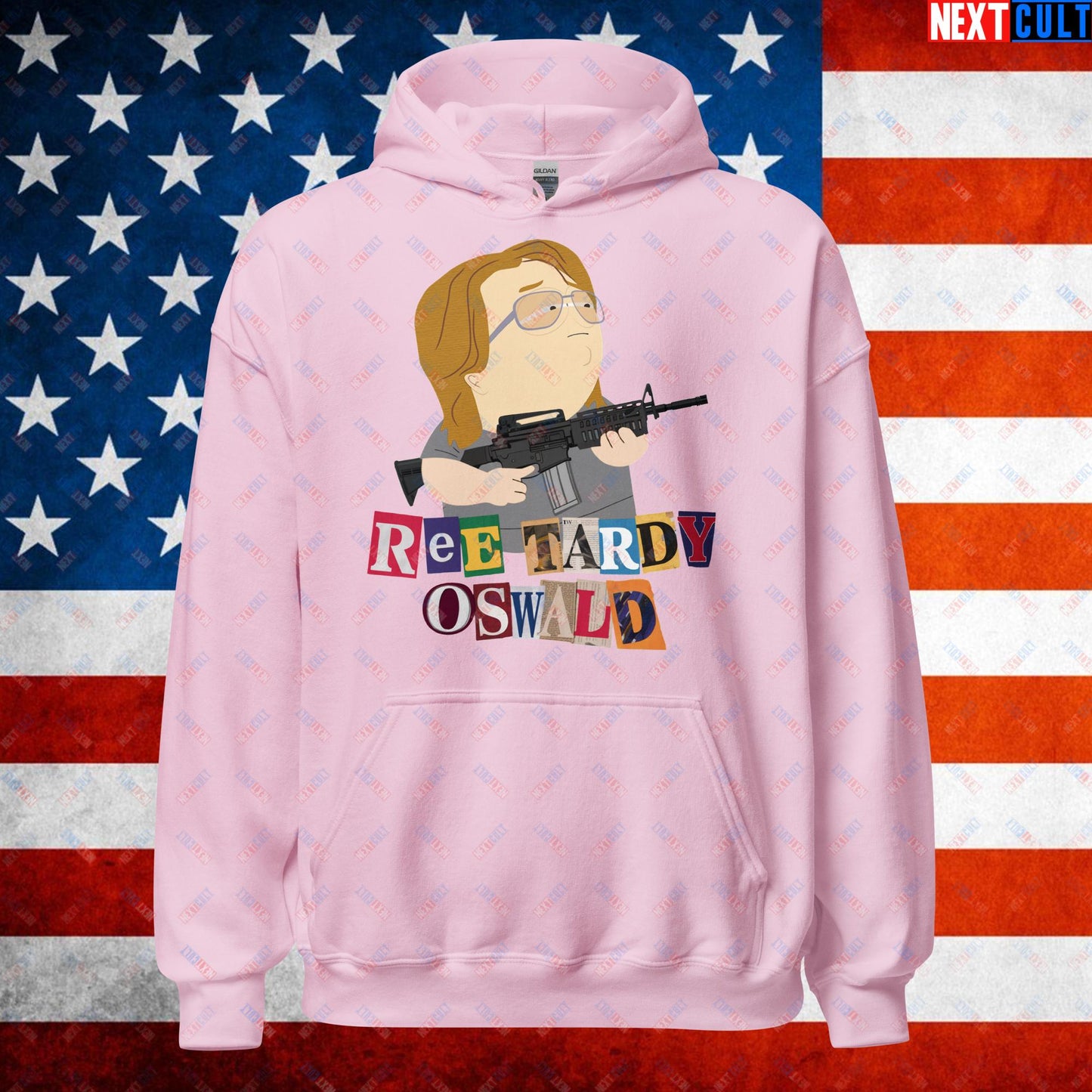 Ree Tardy Oswald Funny Thomas Matthew Crooks Donald Trump Assassination Attempt Meme Unisex Hoodie Light Pink Hoodies Conspiracy Theories Donald Trump Politics Republicans South Park TV Shows Next Cult Brand