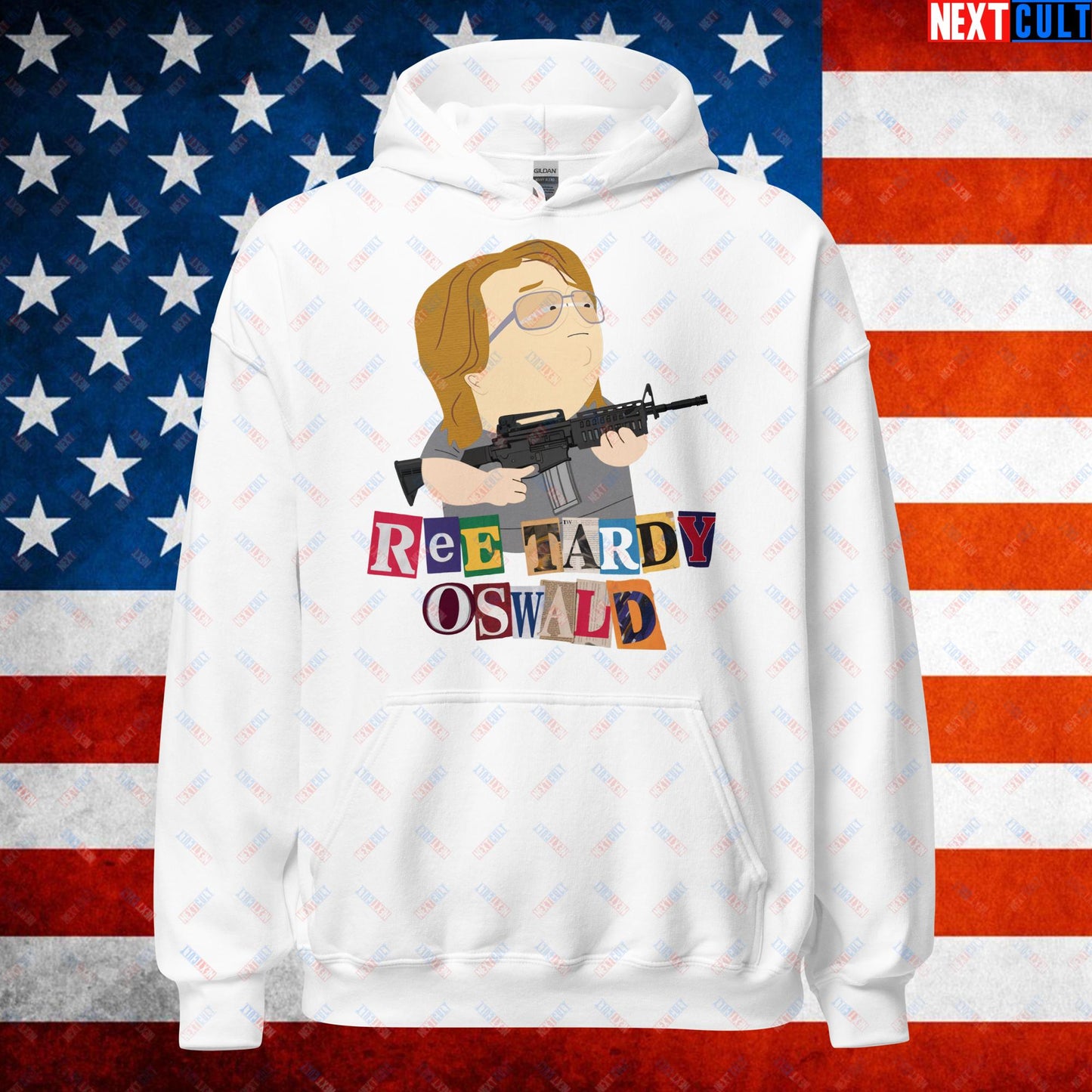Ree Tardy Oswald Funny Thomas Matthew Crooks Donald Trump Assassination Attempt Meme Unisex Hoodie White Hoodies Conspiracy Theories Donald Trump Politics Republicans South Park TV Shows Next Cult Brand