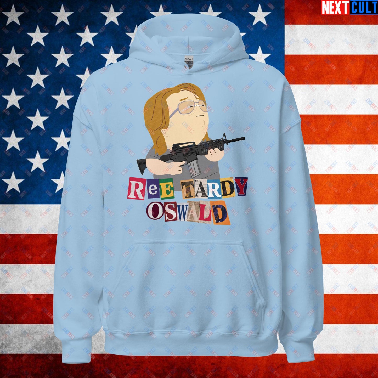 Ree Tardy Oswald Funny Thomas Matthew Crooks Donald Trump Assassination Attempt Meme Unisex Hoodie Light Blue Hoodies Conspiracy Theories Donald Trump Politics Republicans South Park TV Shows Next Cult Brand