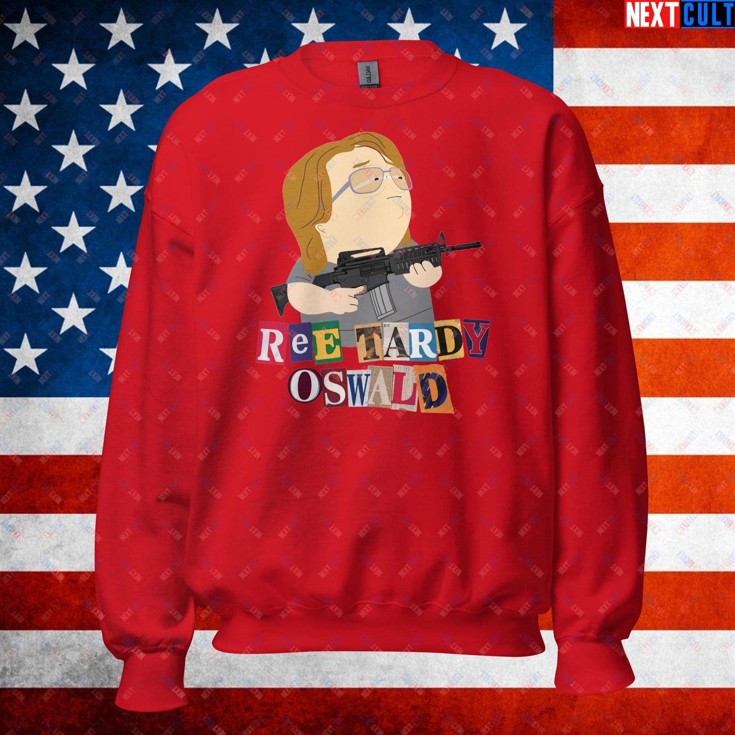 Ree Tardy Oswald Funny Thomas Matthew Crooks Donald Trump Assassination Attempt Meme Unisex Sweatshirt Red Sweatshirts Conspiracy Theories Donald Trump Politics Republicans South Park TV Shows Next Cult Brand
