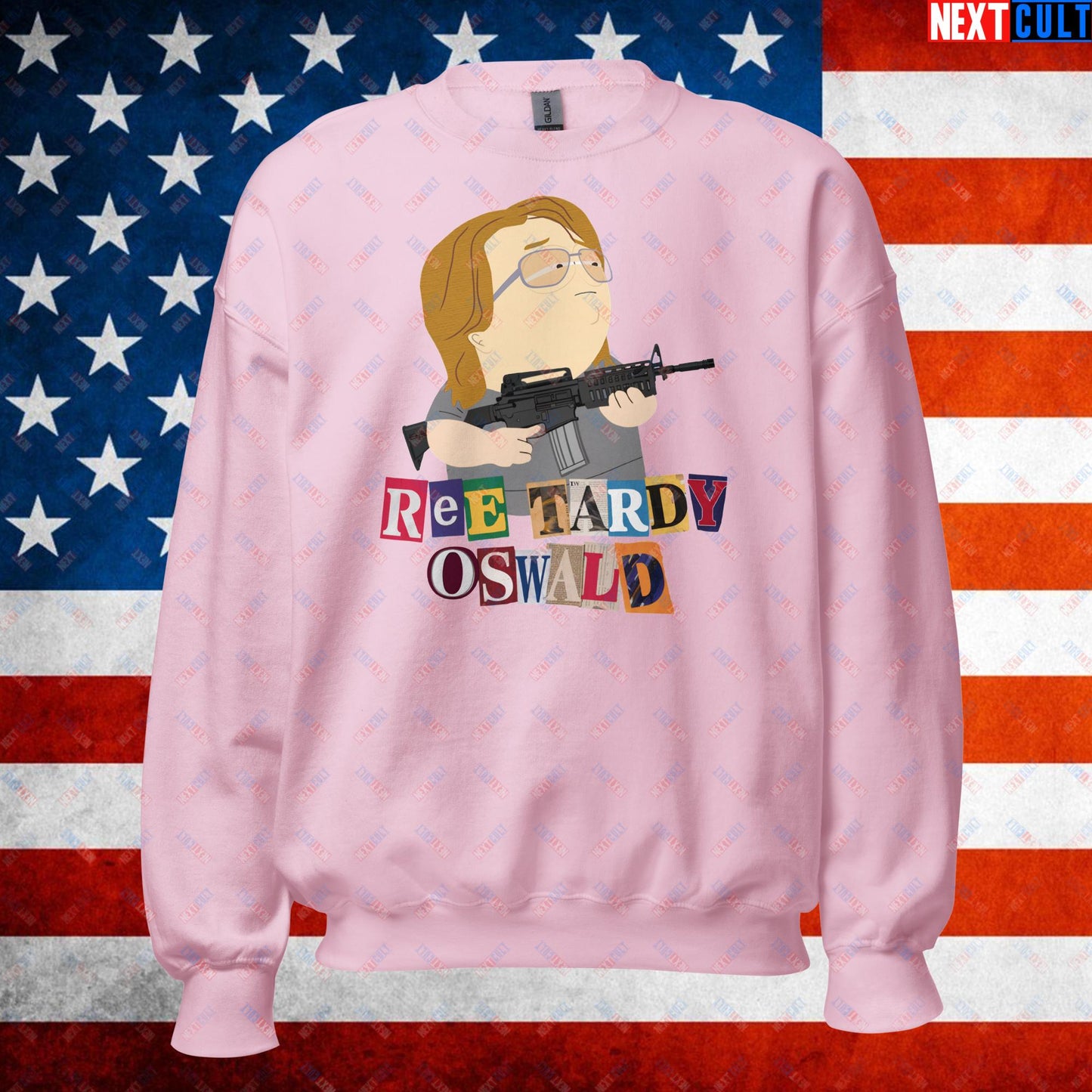 Ree Tardy Oswald Funny Thomas Matthew Crooks Donald Trump Assassination Attempt Meme Unisex Sweatshirt Light Pink Sweatshirts Conspiracy Theories Donald Trump Politics Republicans South Park TV Shows Next Cult Brand