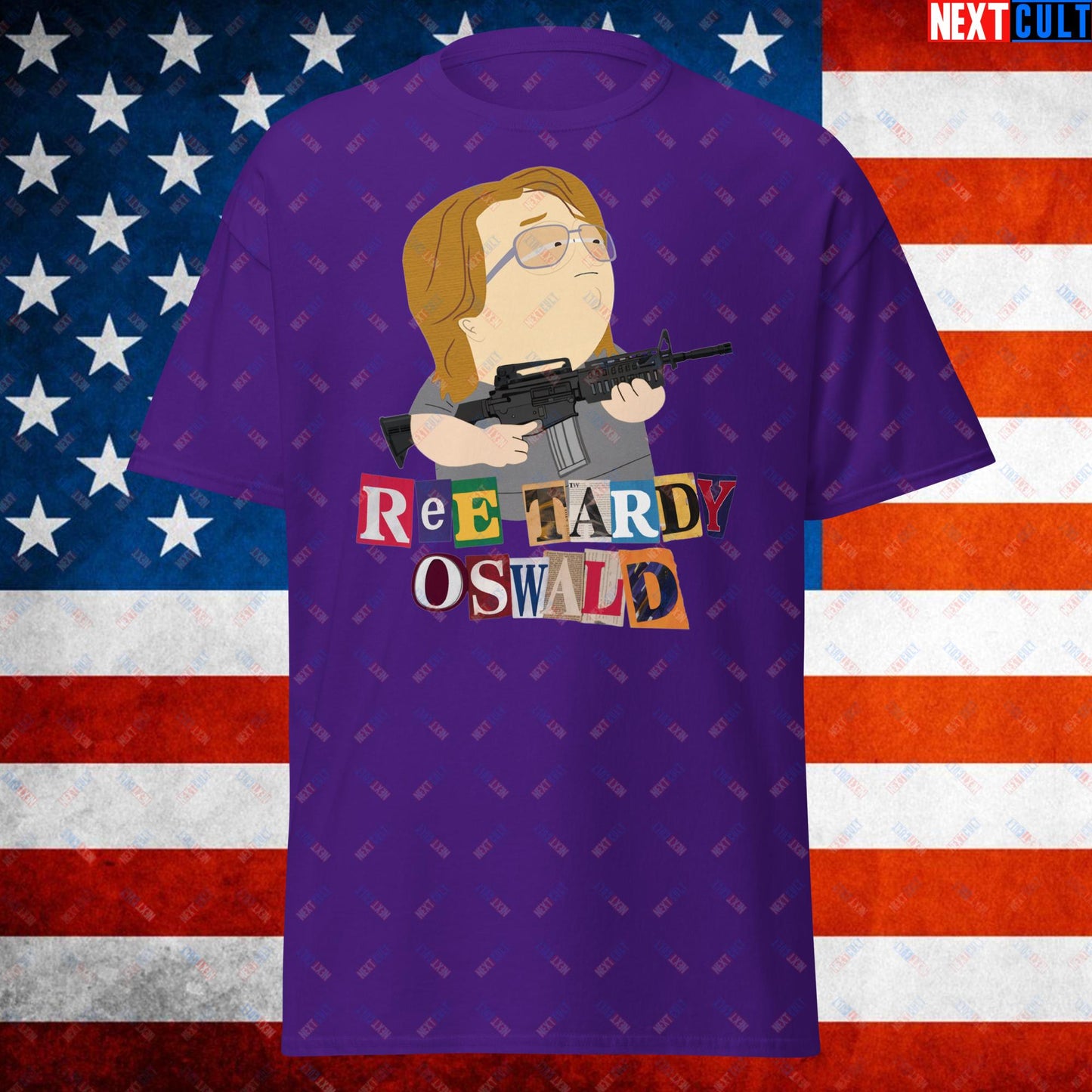 Ree Tardy Oswald Funny Thomas Matthew Crooks Donald Trump Assassination Attempt Meme Unisex t-shirt Purple T-shirts Conspiracy Theories Donald Trump Politics Republicans South Park TV Shows Next Cult Brand