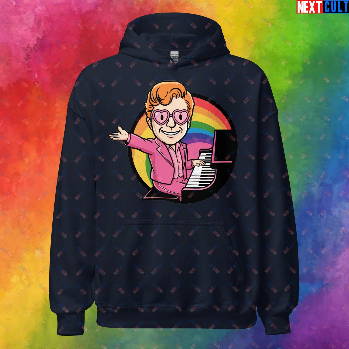 Rocket Boy Elton John Music Vault Boy Fallout Funny Meme Cartoon Mashup Unisex Hoodie Navy Hoodies Elton John Fallout Music Vault Boy Next Cult Brand