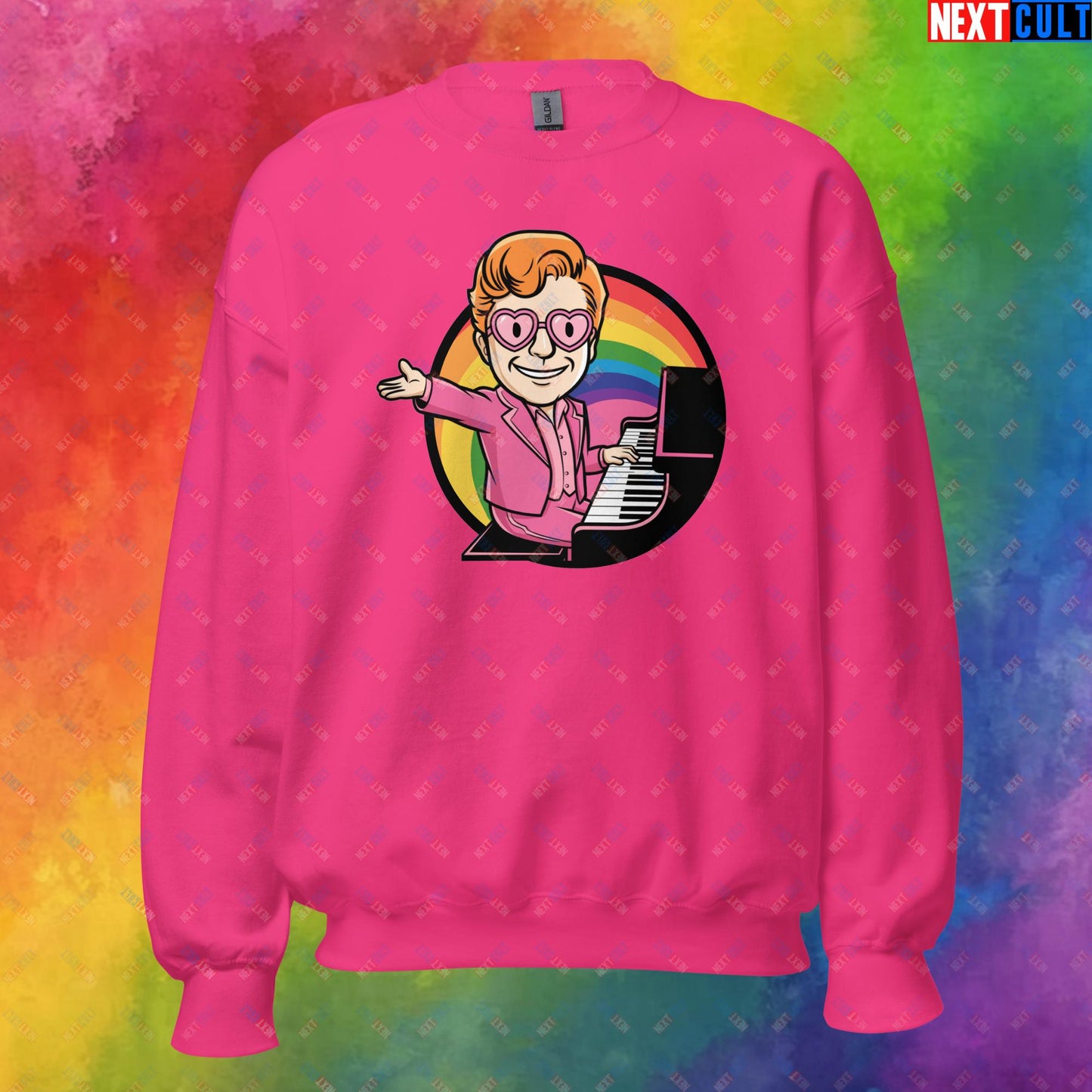 Rocket Boy Elton John Music Vault Boy Fallout Funny Meme Cartoon Mashup Unisex Sweatshirt Heliconia Sweatshirts Elton John Fallout Music Vault Boy Next Cult Brand